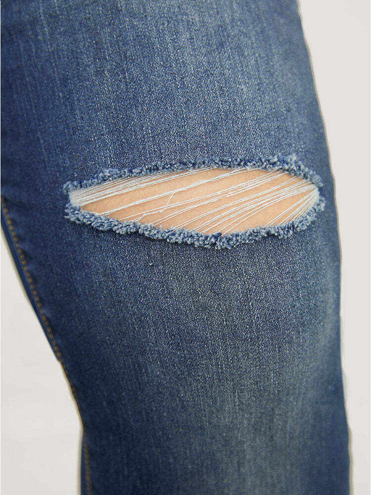 Very Stretchy High Rise Dark Wash Cut Out Jeans