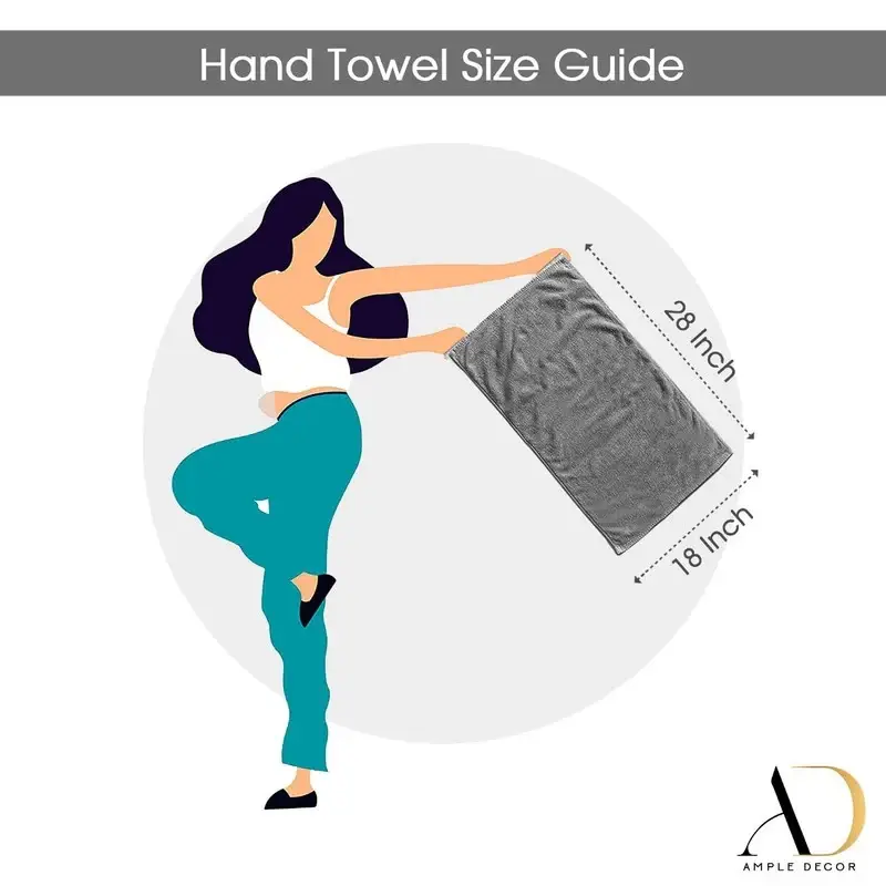 Superior Cotton 600 GSM Hand Towels 18x28 Inch by Ample Decor - 6 Pcs
