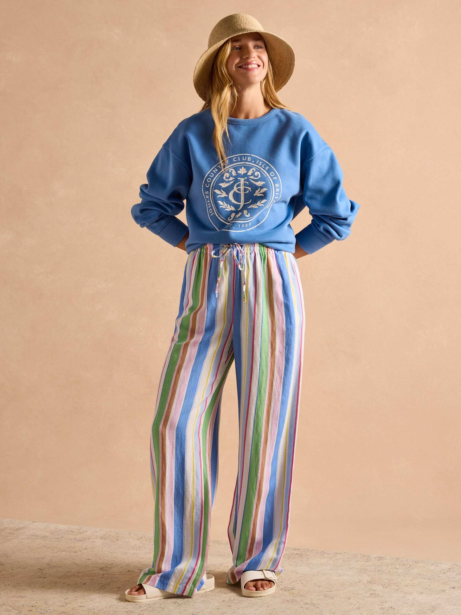 Graphic Blue Cotton Rich Crew Neck Sweatshirt