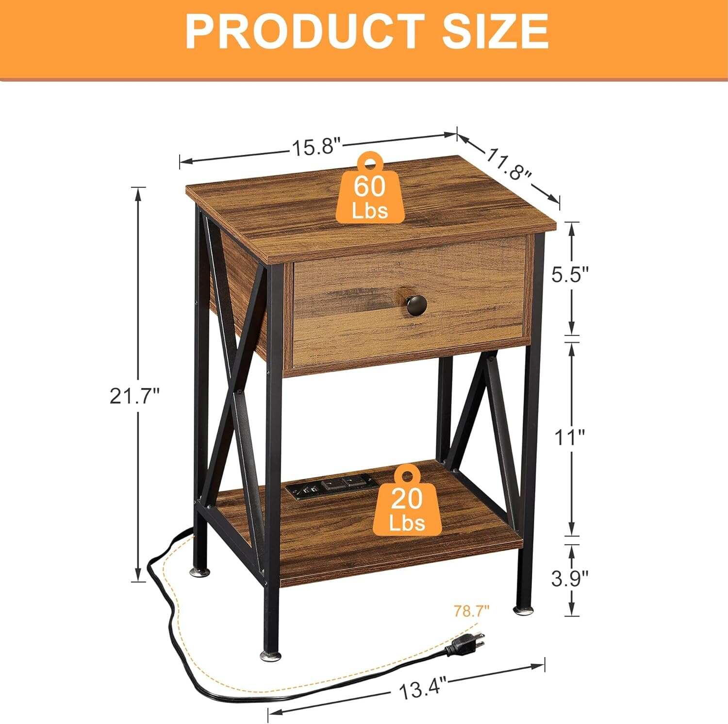 VECELO Nightstand Set of 2