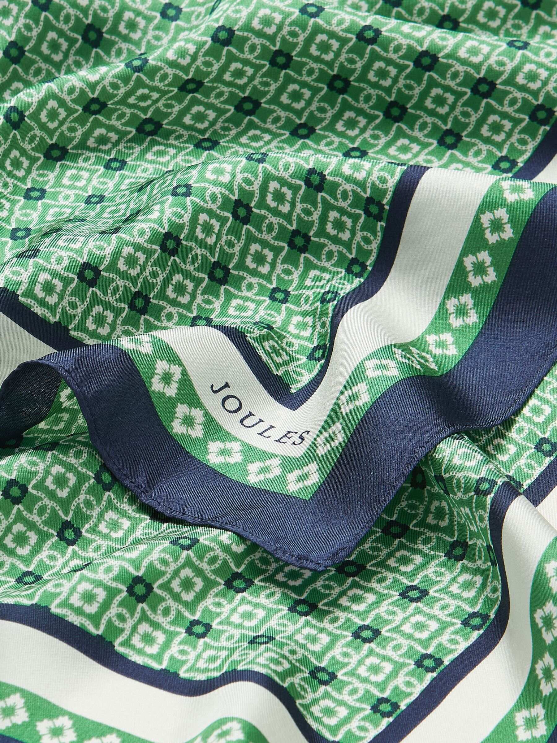 Windsor Green Printed Long 100% Silk Scarf