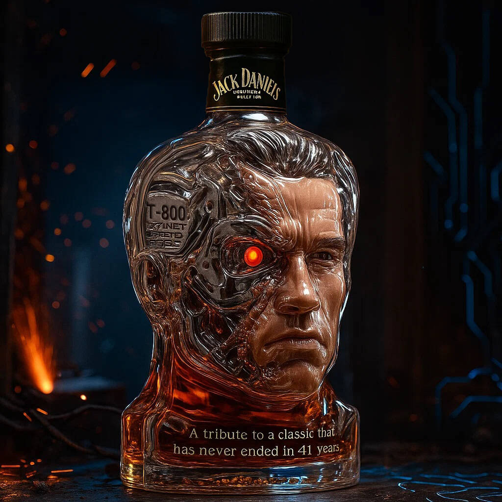 THe Terminator T-800 41 Anniversary Whisky Bottle