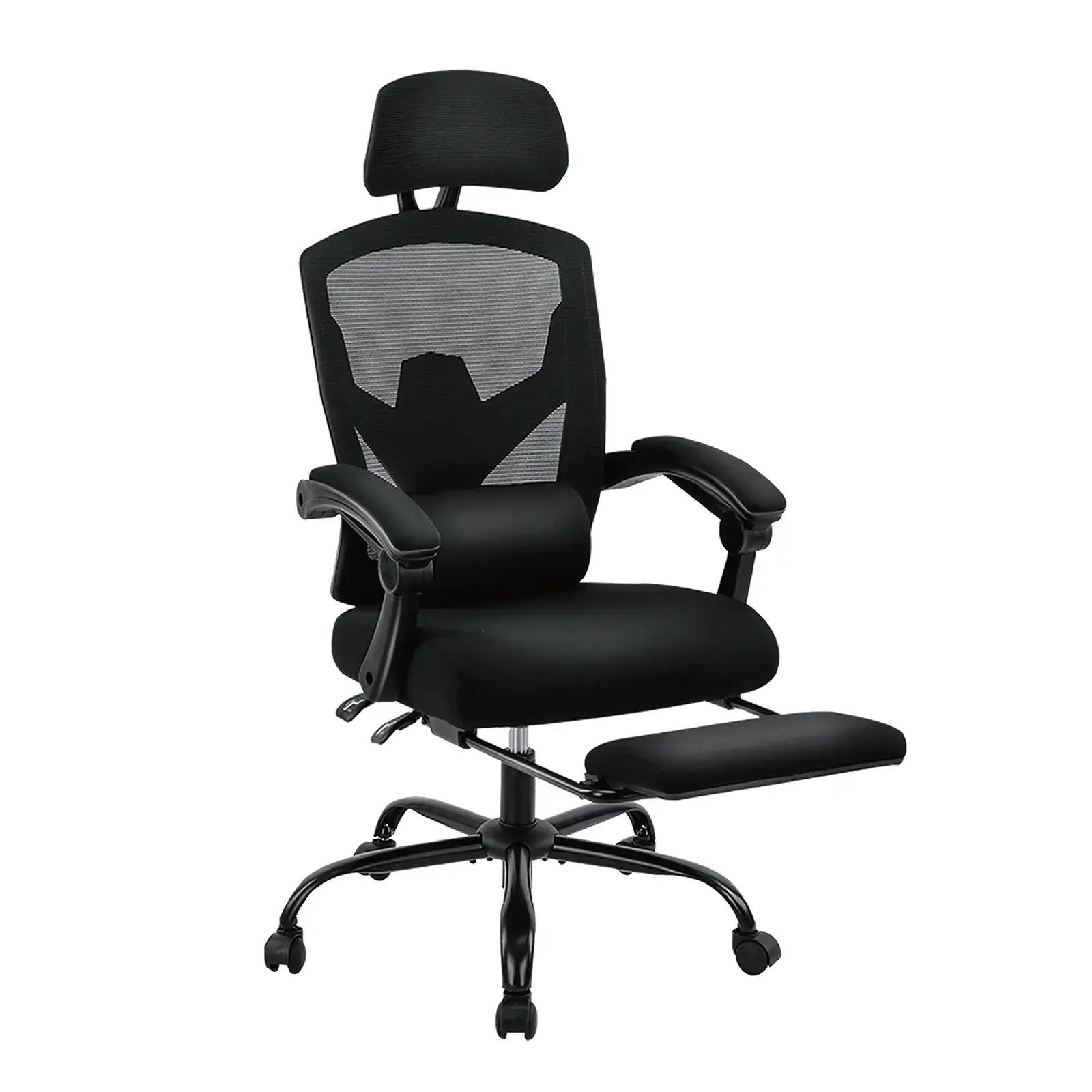 Height Adjustable High Back Ergonomic Office Chair with Lumbar Pillow & Retractable Footrest,  Padded Armrests and Adjustable Headrest