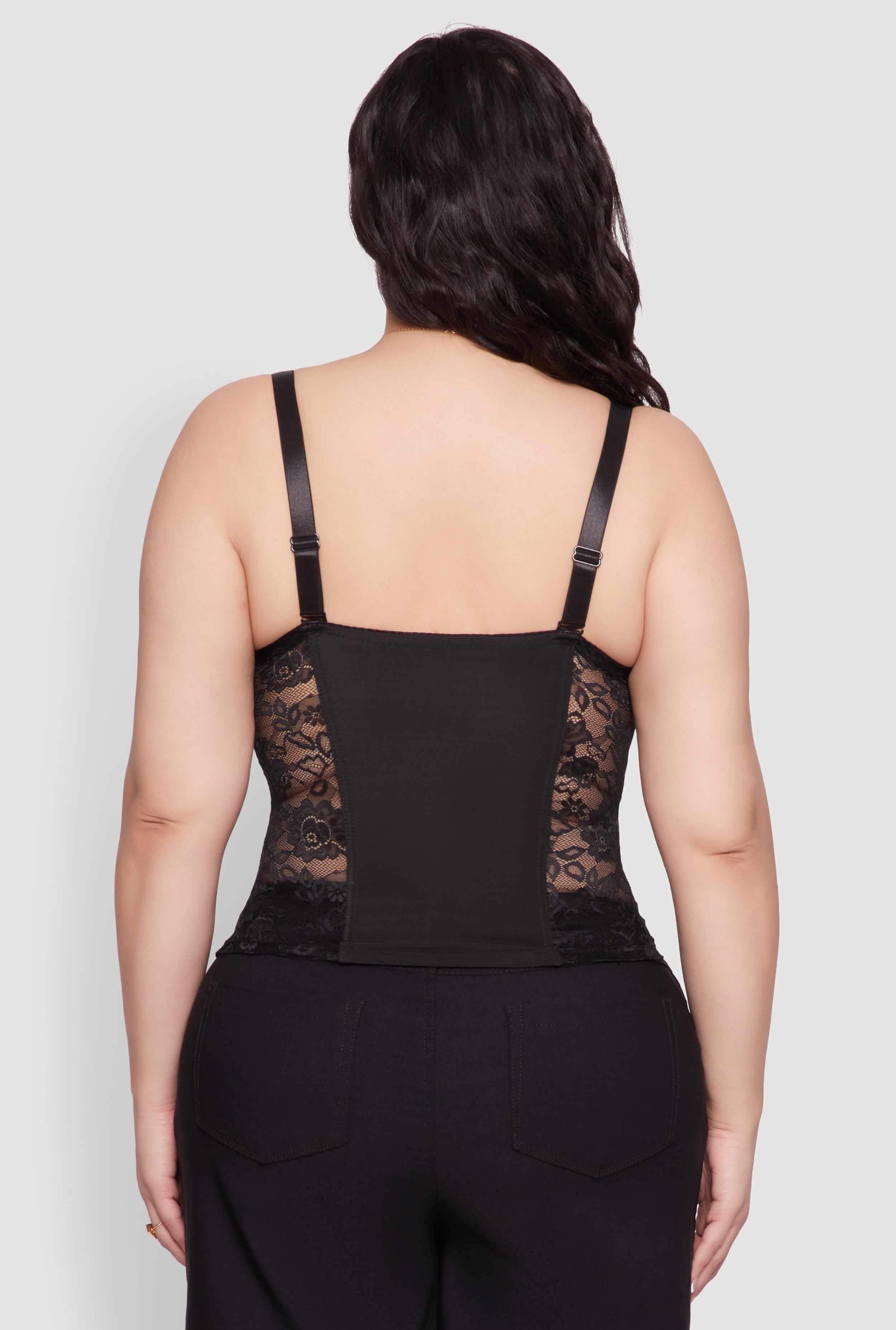 Plus Size Zip Up Lace Bustier Top