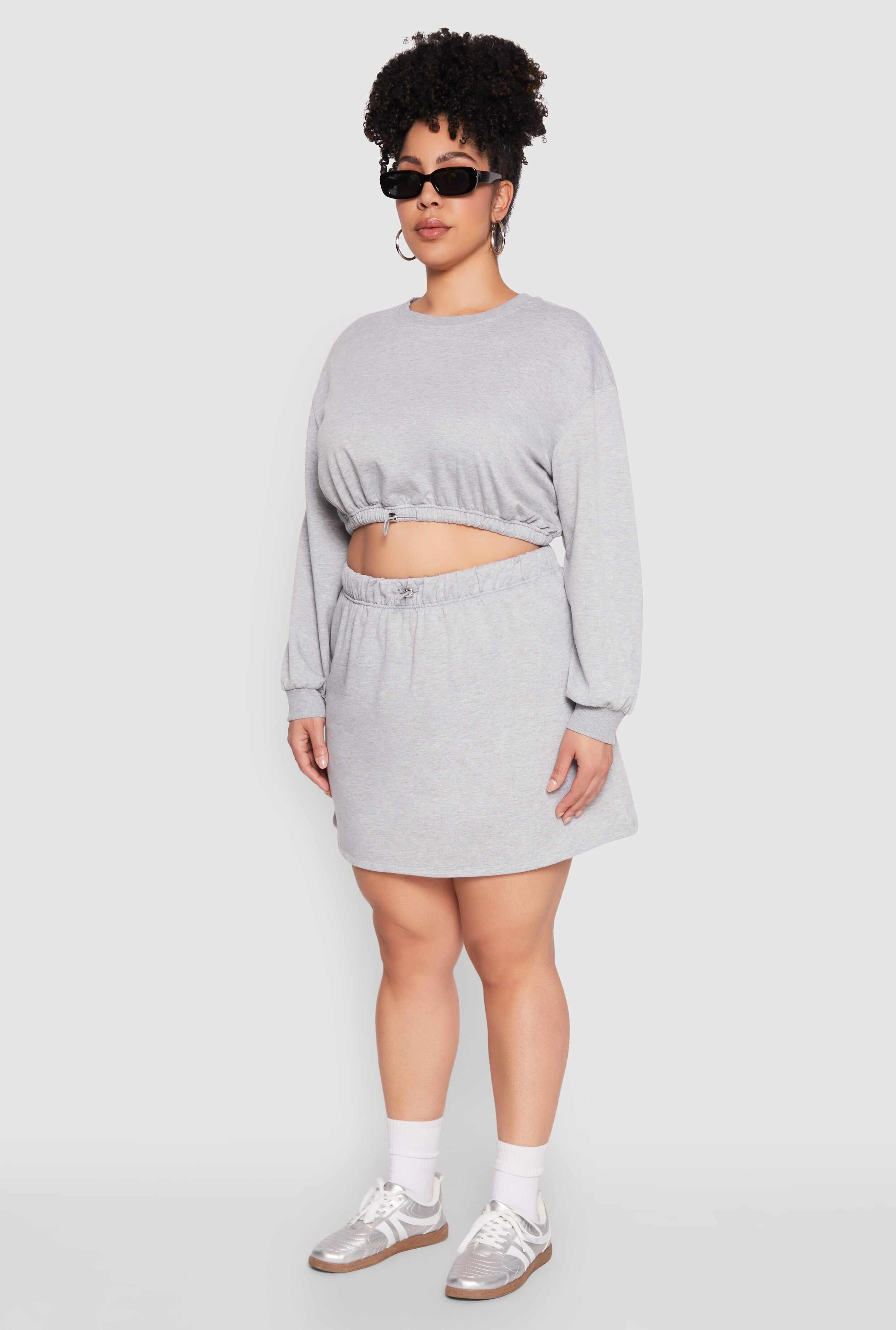 Plus Size Almost Famous Long Sleeve Cropped Sweatshirt