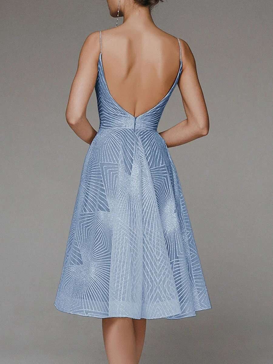 Stylish V-neck strap A-line dress