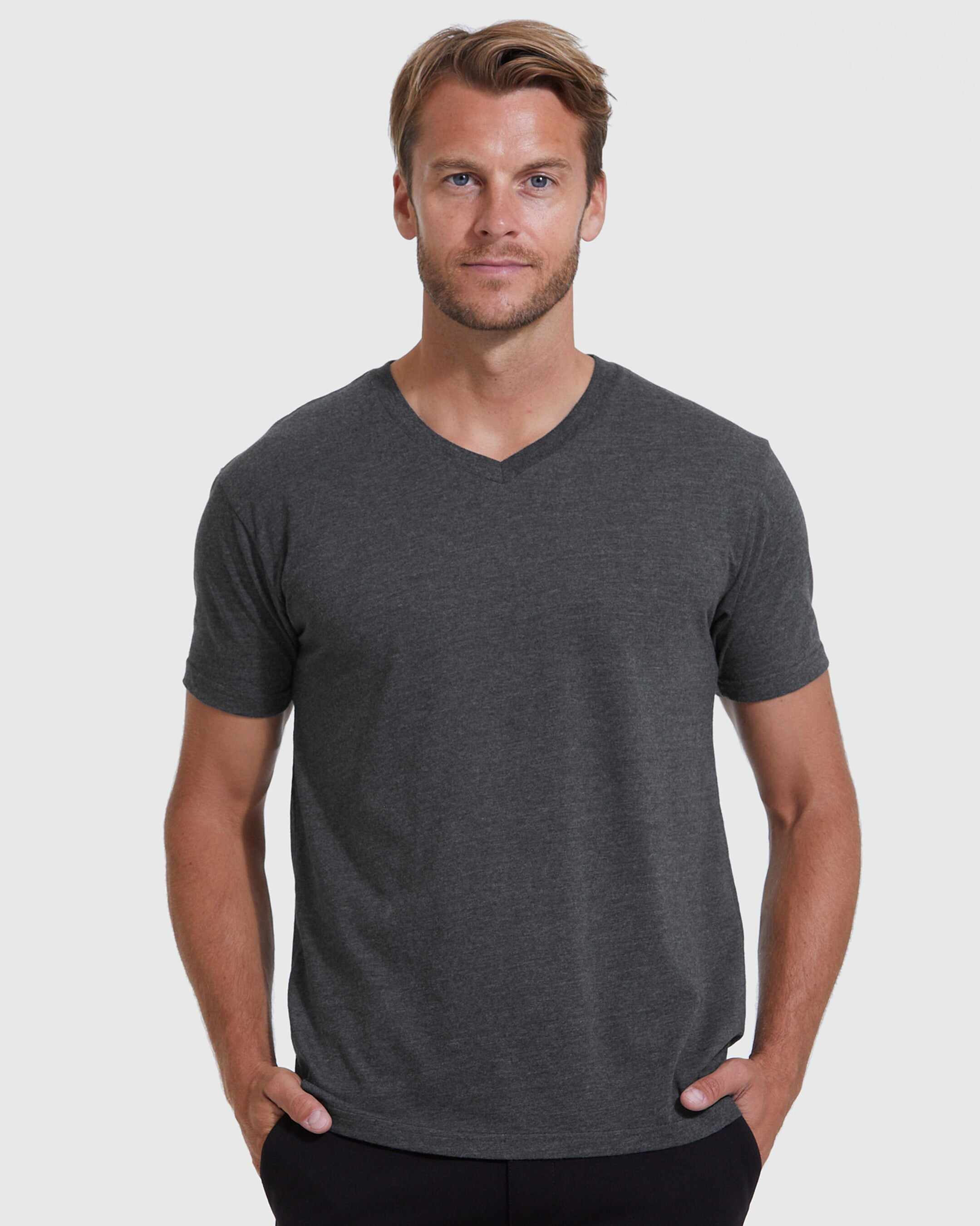Charcoal Heather Gray V-Neck Tee