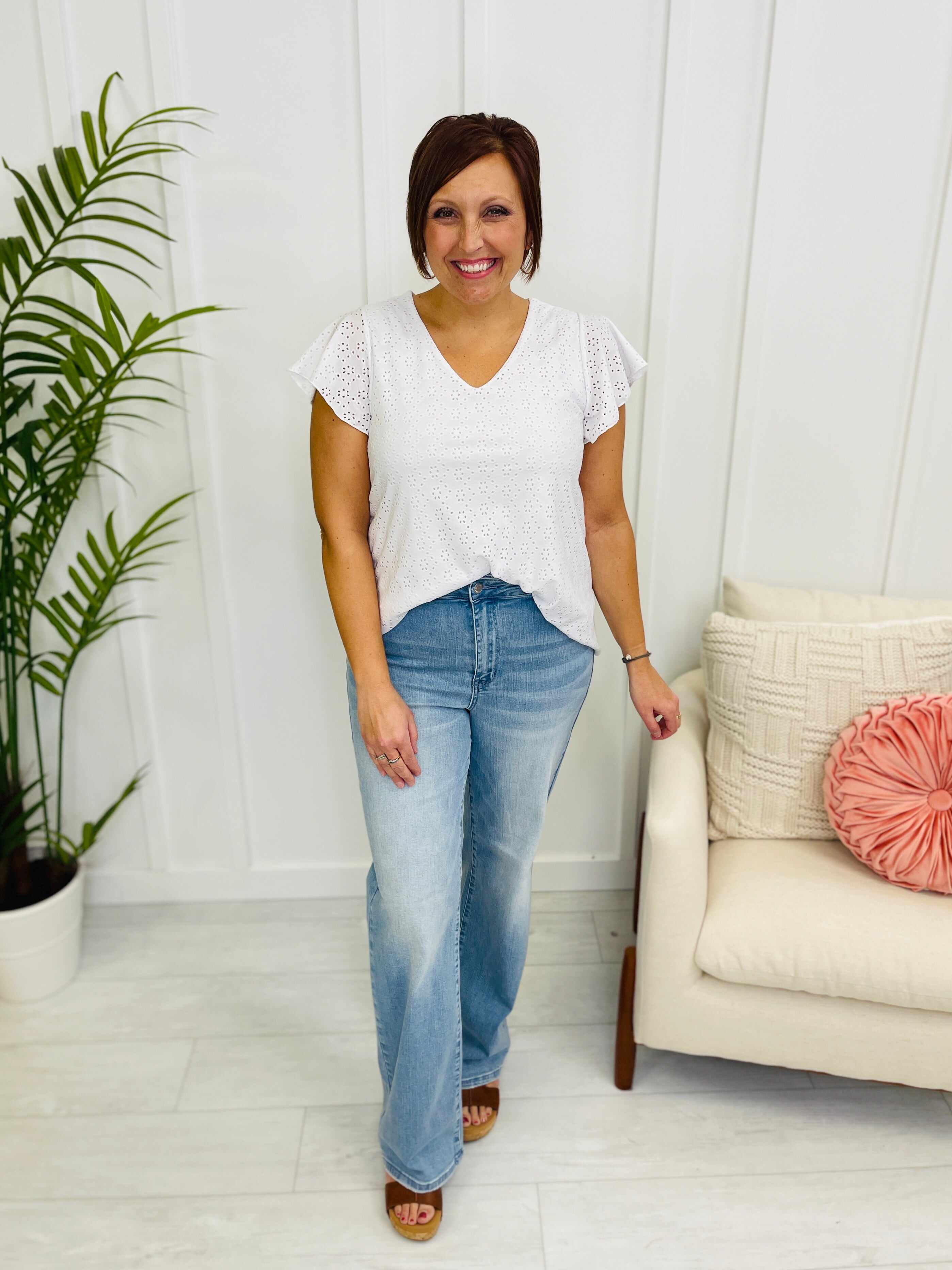 RESTOCK!  REG/CURVY Out of Pocket Love Lavender Stitching Wide Leg Jeans