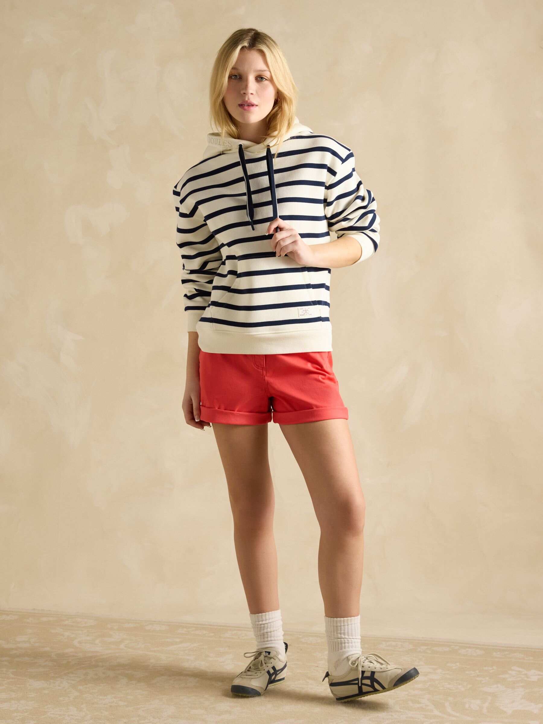 Milbourne Navy & White Striped Cotton Rich Hoodie