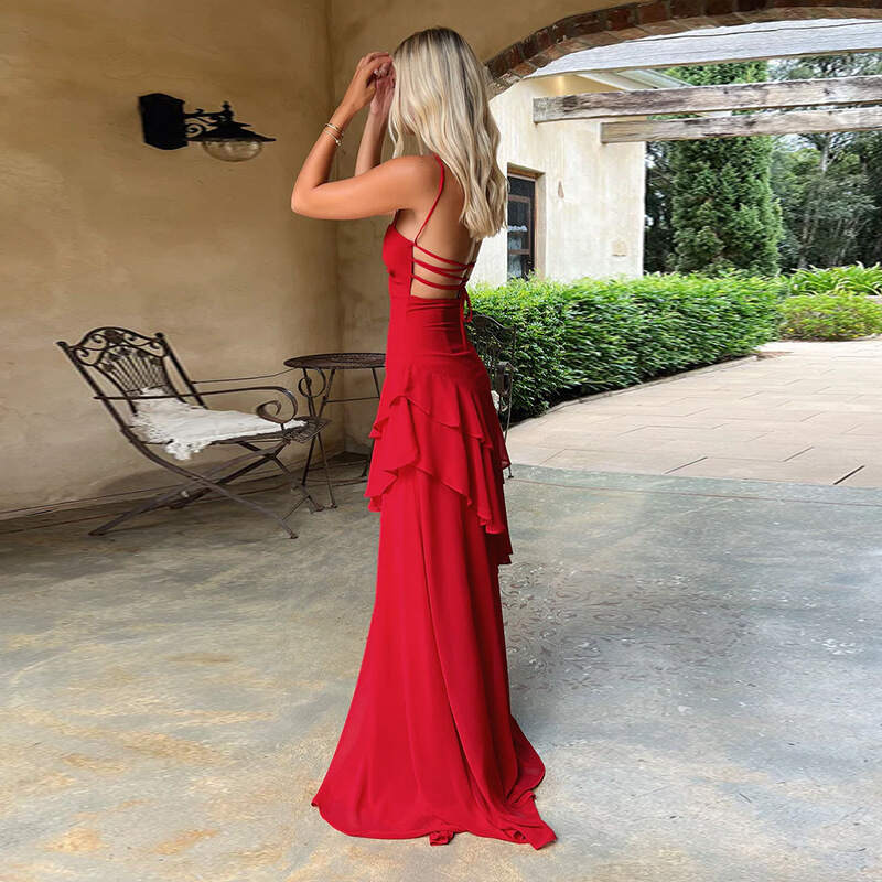 Romantic Ruffle Spaghetti Strap Maxi Dress