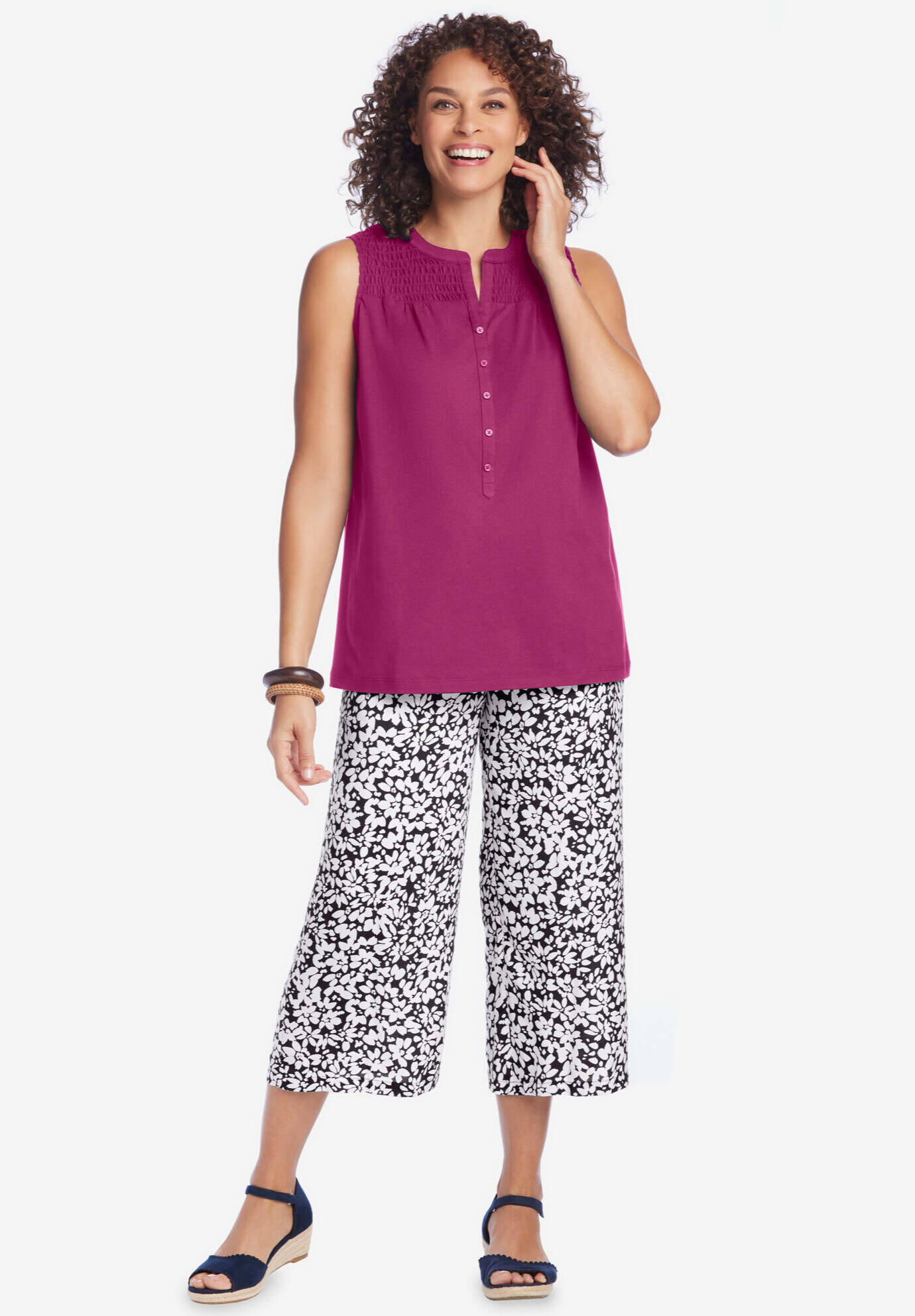 Pull-On Elastic Waist Soft Capri