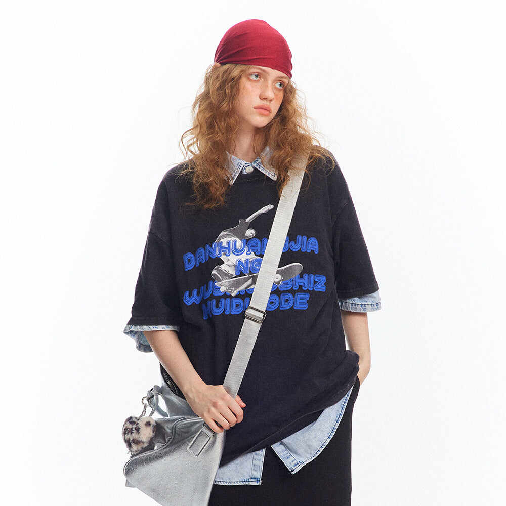 Retro Distressed T-shirt Summer Men And Women