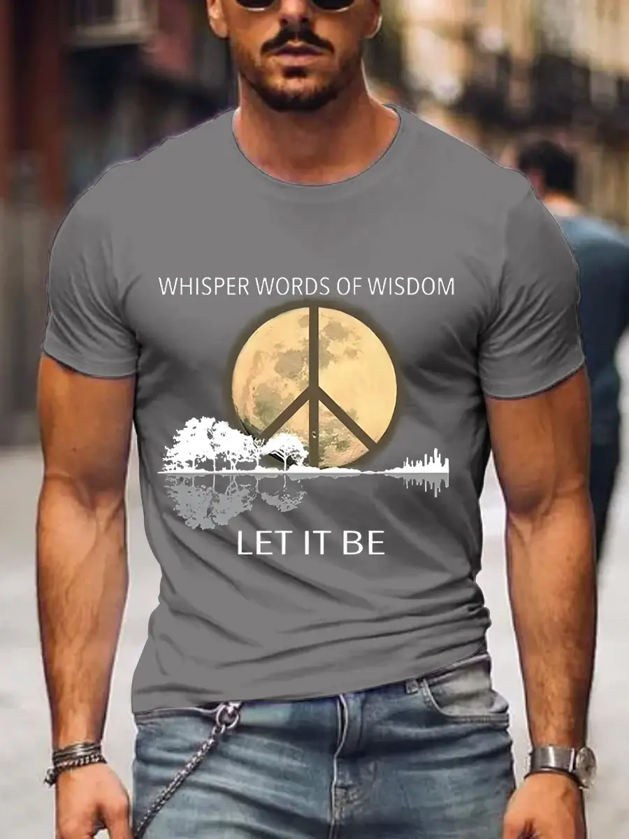Men's Whisper Words Of Wisdom Let It Be Art Print Casual T-Shirt