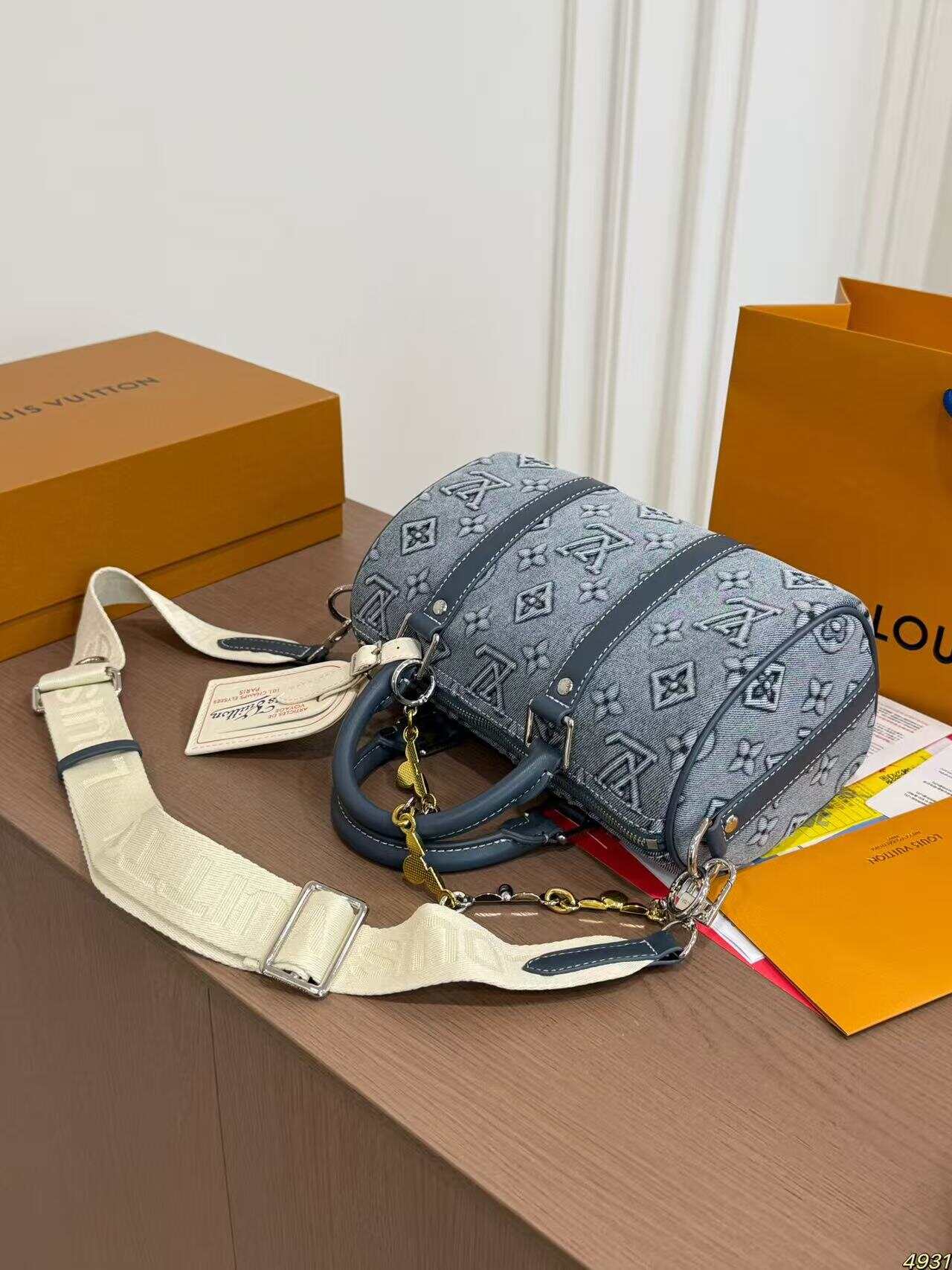 DR 2026 DENIM BARREL BAG GREY