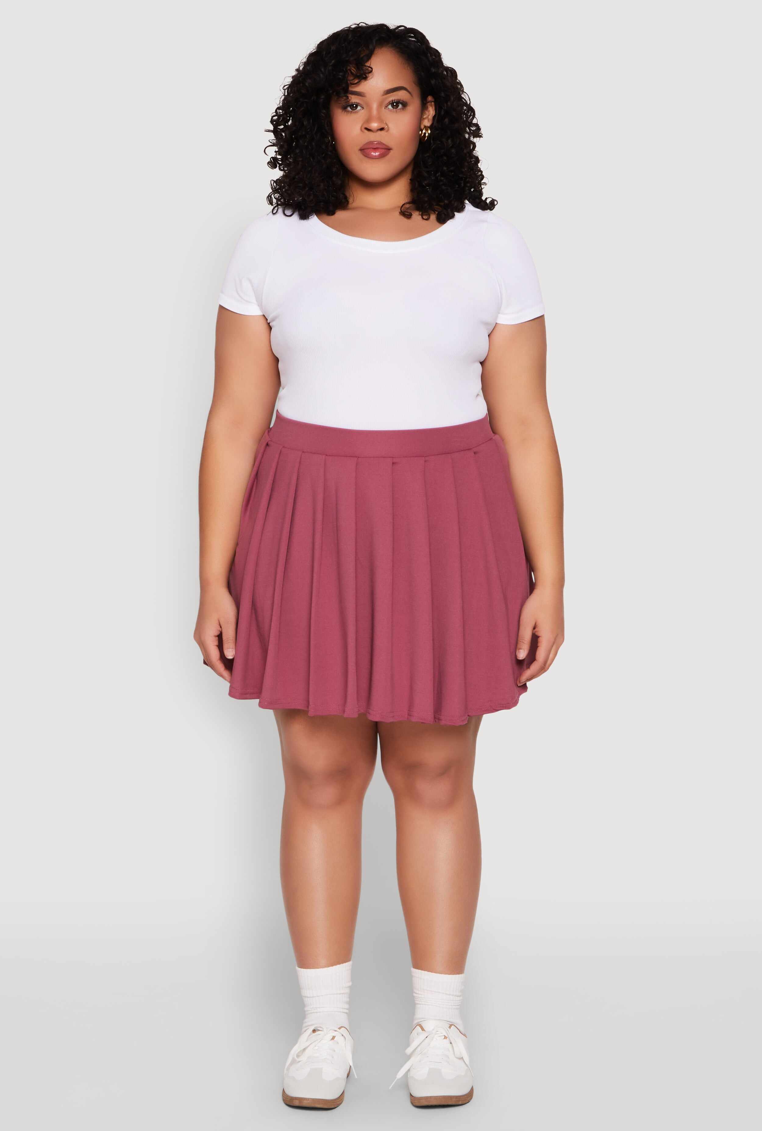 Plus Size High Waisted Active Pleated Skirt