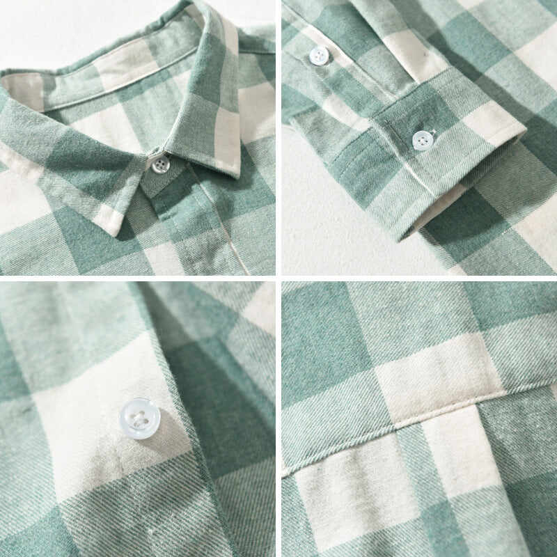 Long Sleeve Loose Plaid Lapel Casual Men's Shirt All-match Simple Cardigan