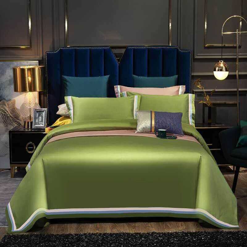 Jadyn Contrasting Double Stripe Border Egyptian Cotton Duvet Cover Set