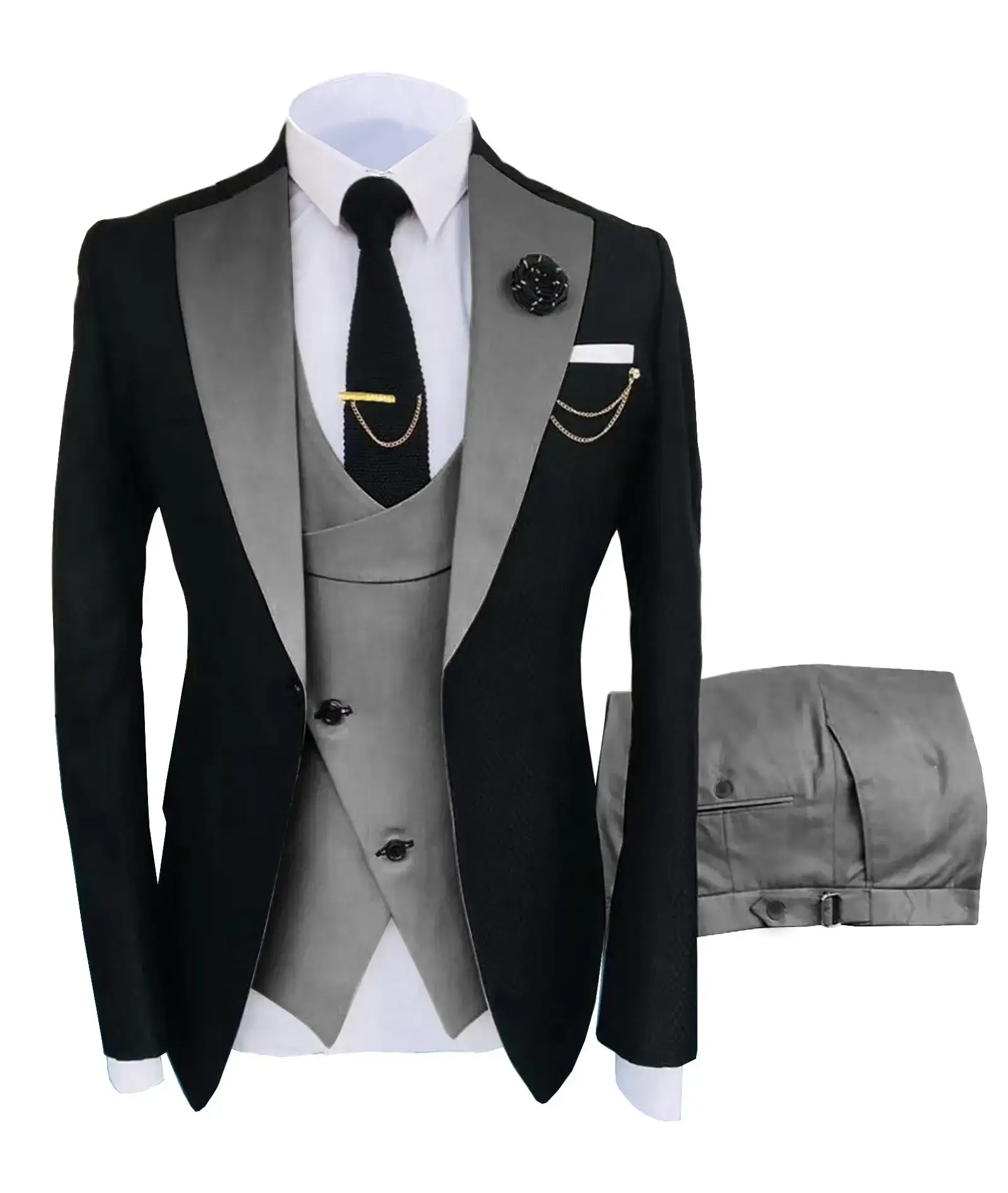 🔥 Last Day For Clearance !Men's 3-Piece Suit Set - Double Breasted Blazer, Vest & Pants