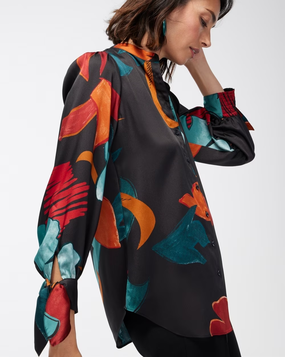 Abstract Floral Print Shirt