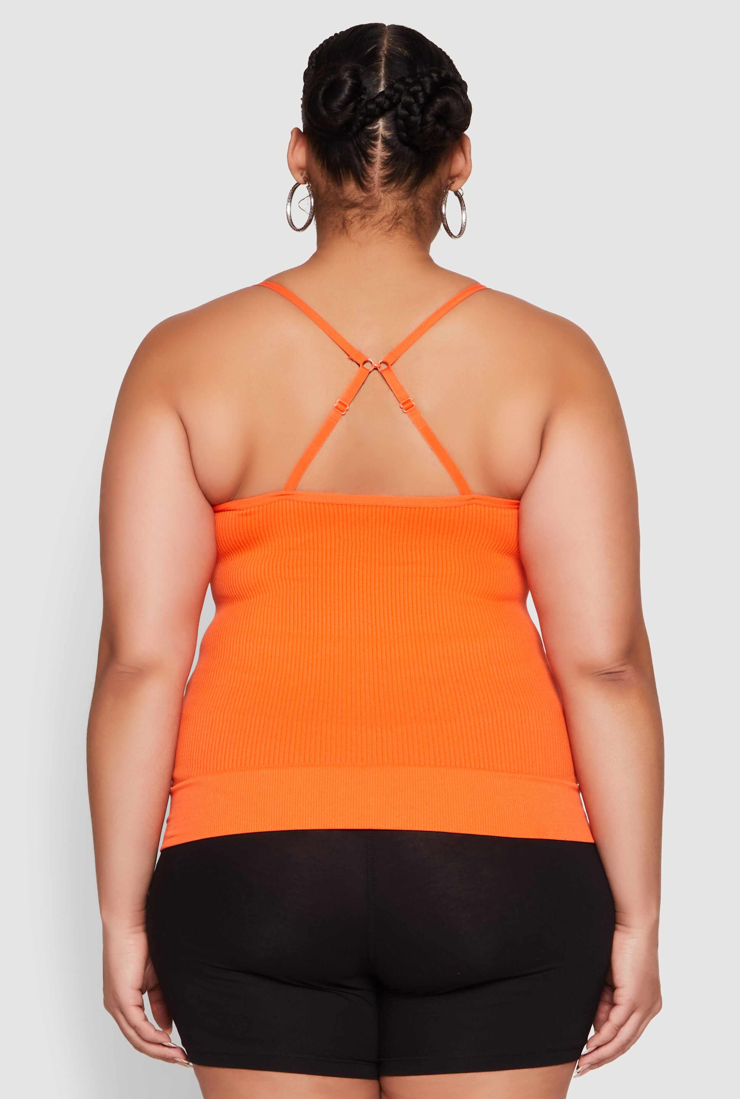 Plus Size Seamless Ribbed V Neck Cami