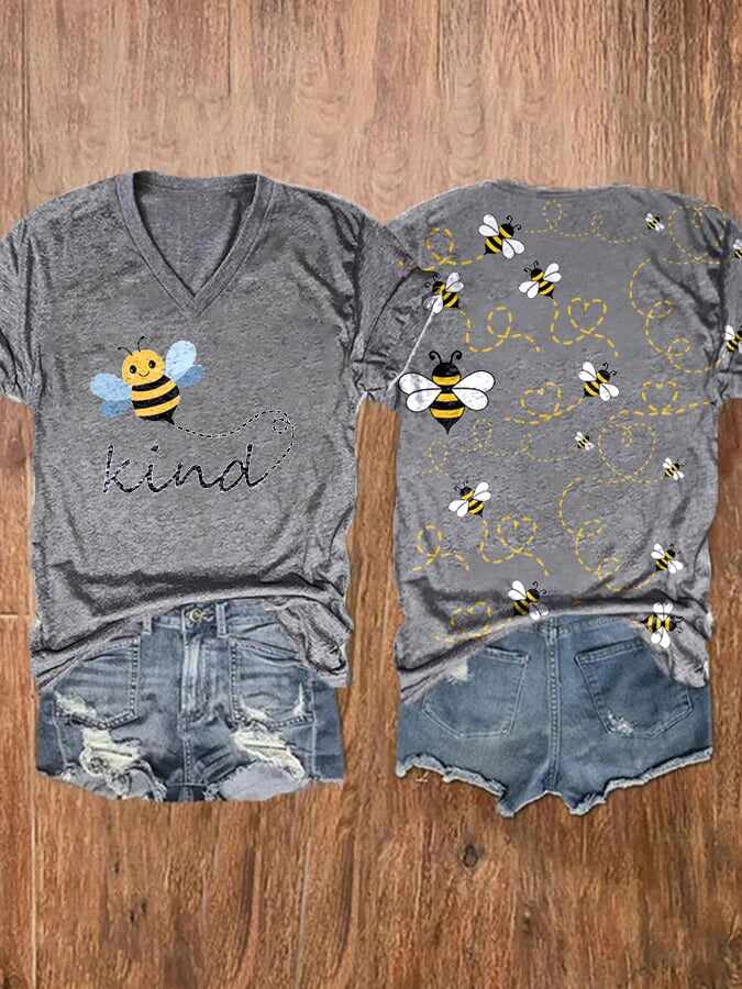 Bee kind Print Casual T-shirt
