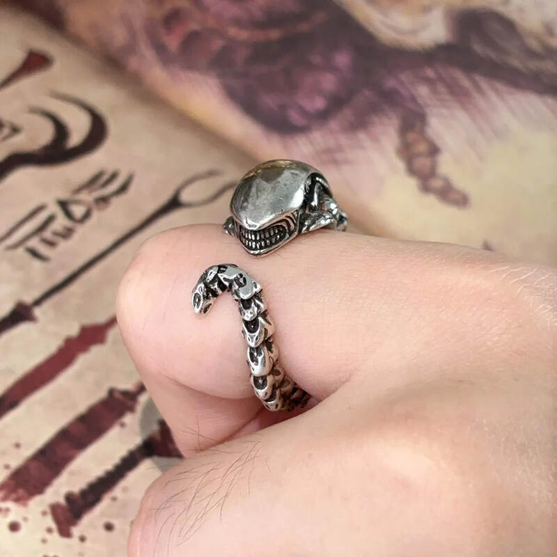 Xenomorph Ring – Adjustable Sterling Silver Chunky Band