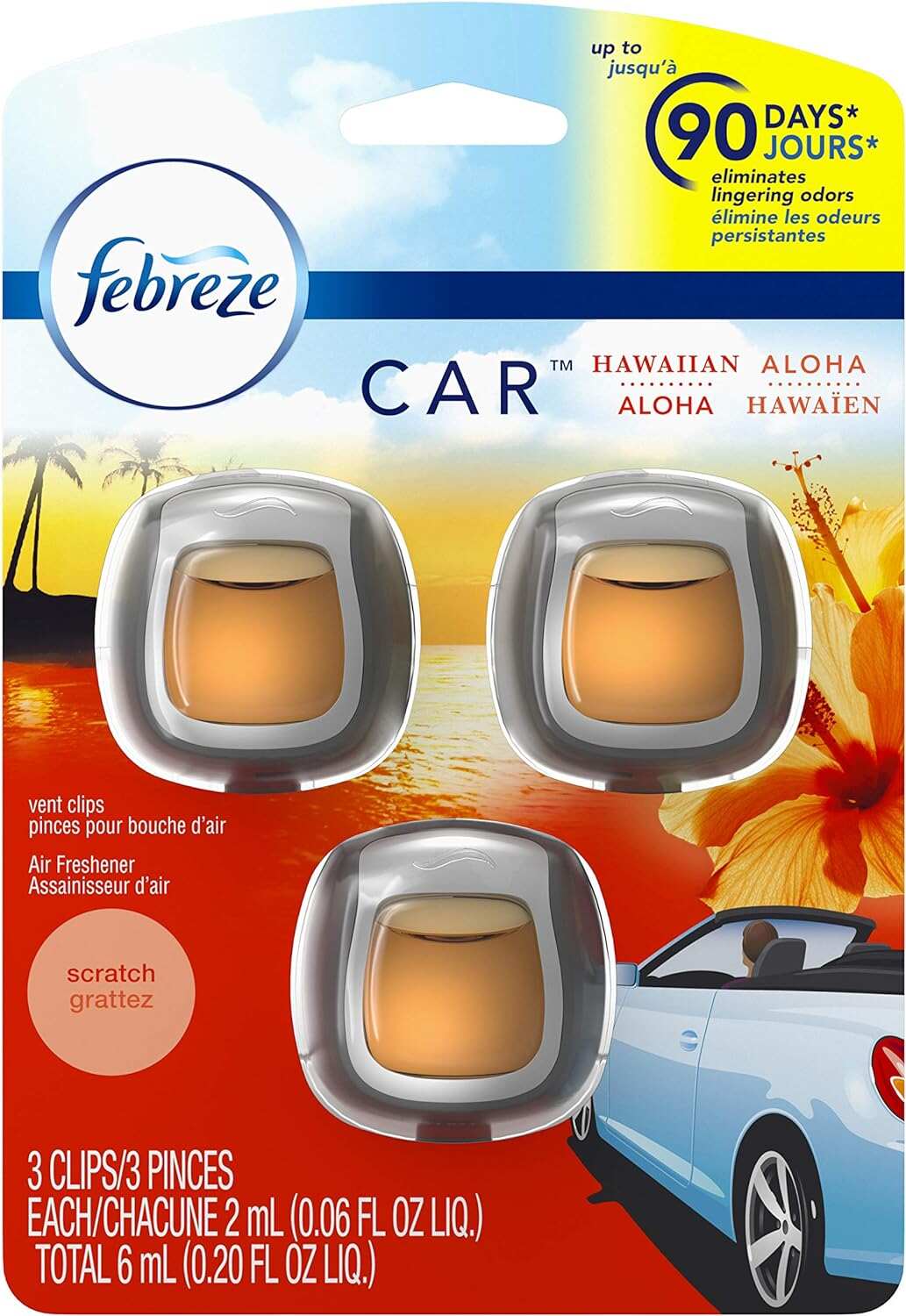 Febreze Car Air Fresheners, New Car Scent, Odor Eliminator for Strong Odors Car Vent Clips (2 Count)
