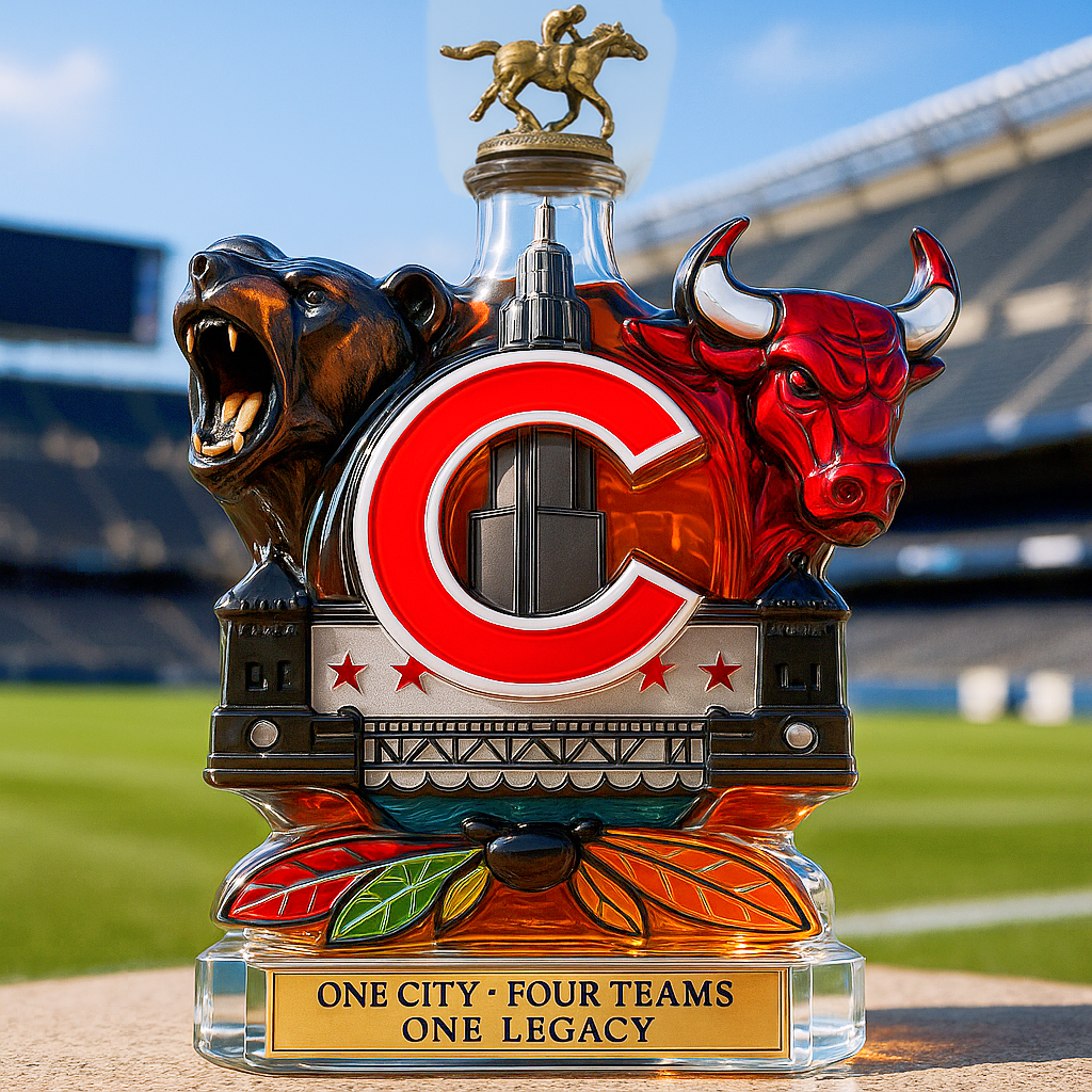 Chicago Sports Fan Whiskey Bottle