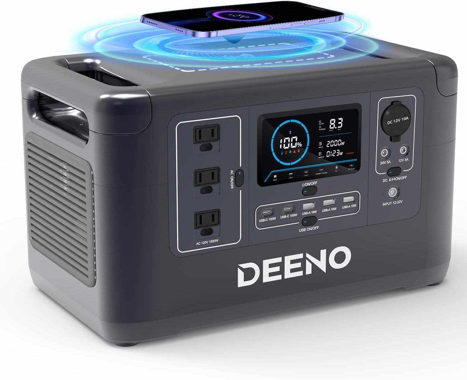 DEENO Portable Power Station X1500, 1036Wh LiFePO4 (LFP) Battery, 1500W(Peak 3000W) Solar Generator (Solar Panel Optional) for Camping RVs Home Use Emergency Travel