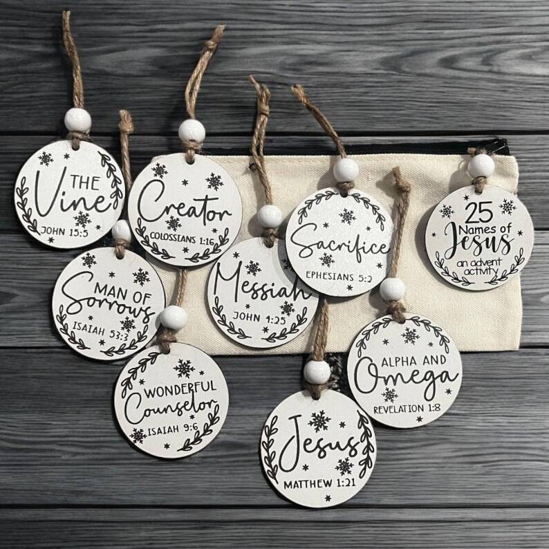 25 Names of Jesus Advent Christmas Ornament Set