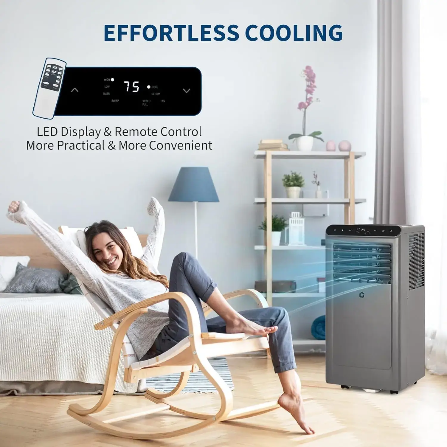 10000 BTU Portable Air Conditioners, 4-In-1 Portable AC Unit for Rooms Up to 350 Sq. Ft, Dehumidifier, Fan, Energy Saving, Remote Control, 24 Hour Timer, Sleep Mode, for Bedroom/Office
