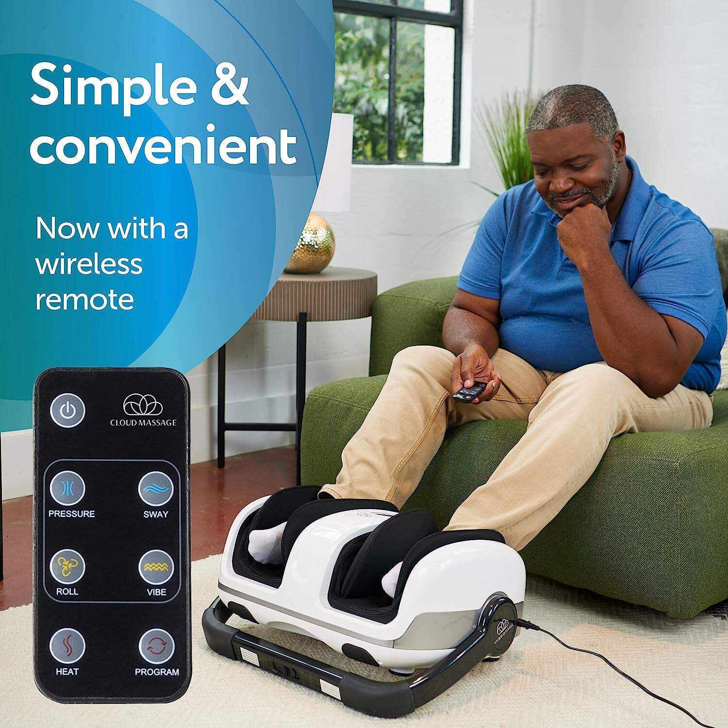 Cloud Massage Shiatsu Foot Massager for Circulation and Pain Relief - Foot Massager Machine for Relaxation, Plantar Fasciitis Relief, Neuropathy, Heat Therapy - FSA/HSA Eligible (White - No Remote)
