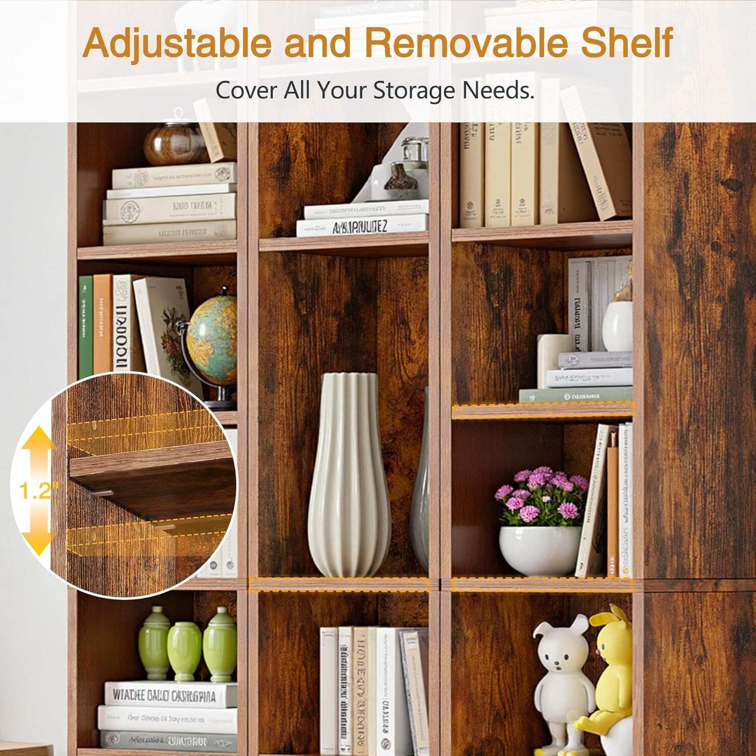 VECELO 8-Tier Tall Narrow Bookshelf