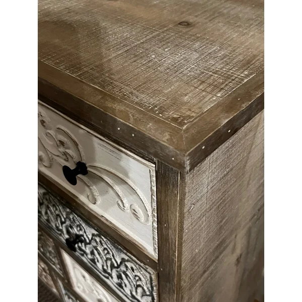 The Curated Nomad Brewa Varied Rustic Carved Wood 8-Drawer Chest - 32.09