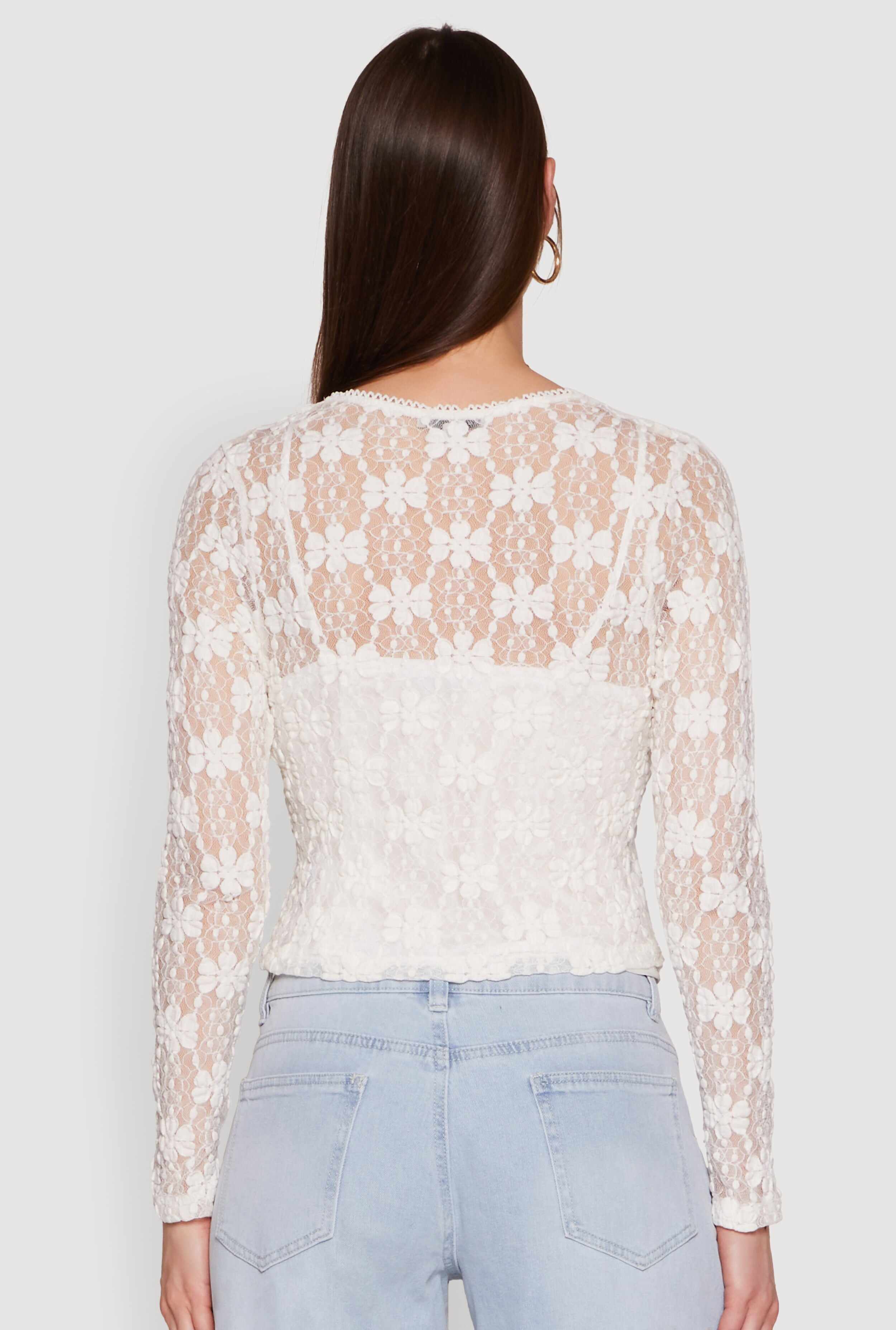 Haute Monde Floral Lace Tie Front Cardigan