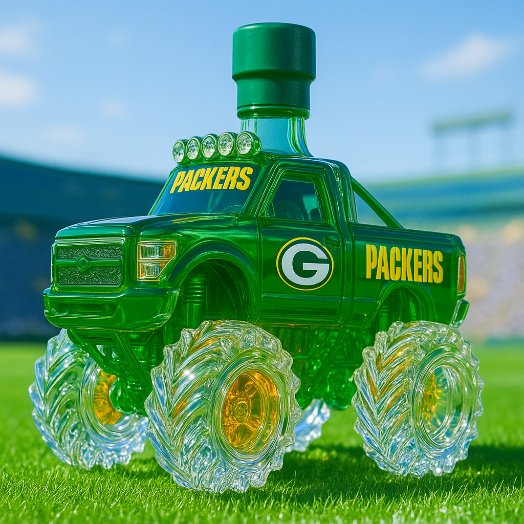 Green Bay Packers Monster Truck Whiskey Bottle