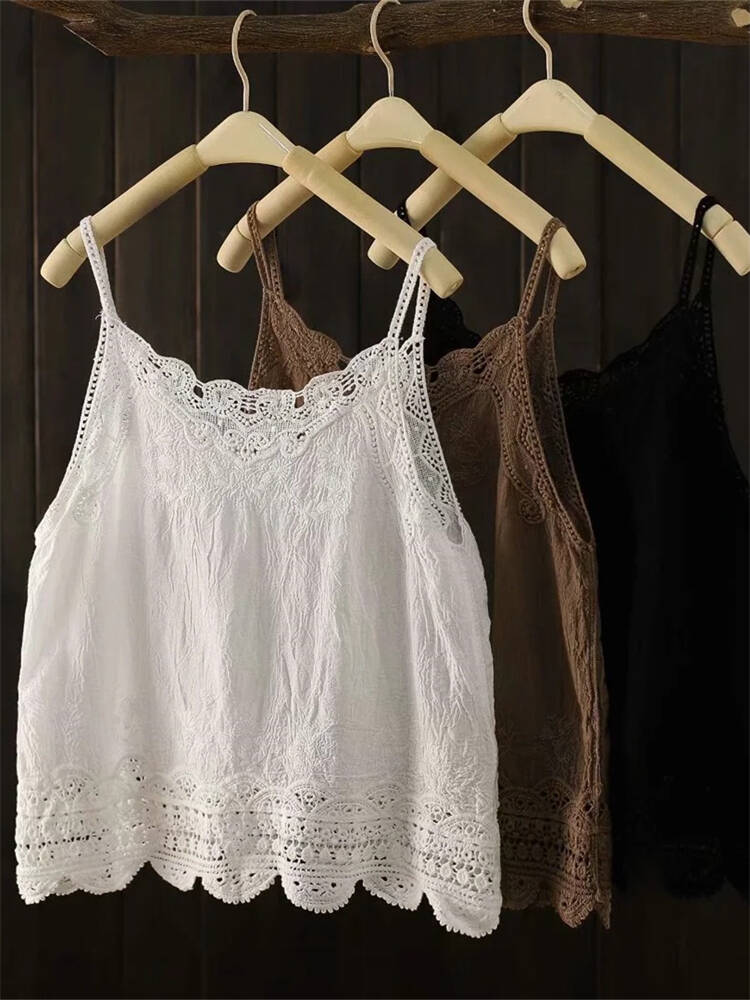Boho Lace Patchwork Hem Comfy Cami Top