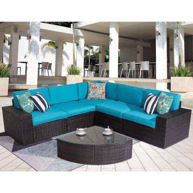 Kerwick Wicker/Rattan 5 - Person Seating Group with Cushions