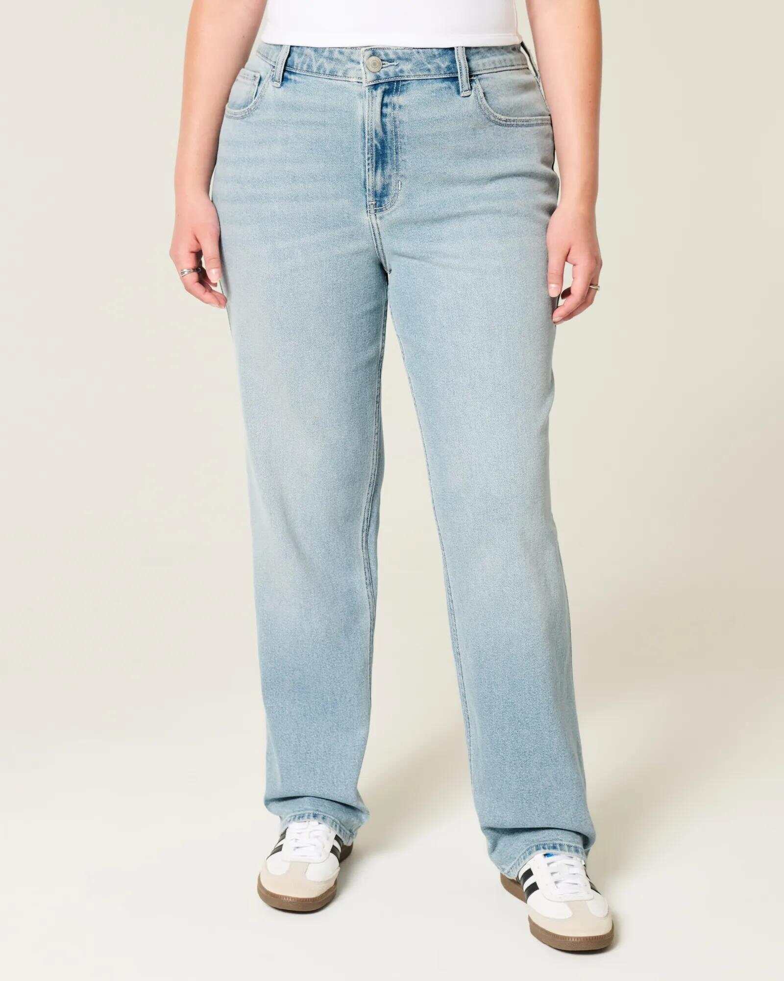 High-Rise Washed Black Straight Jeans