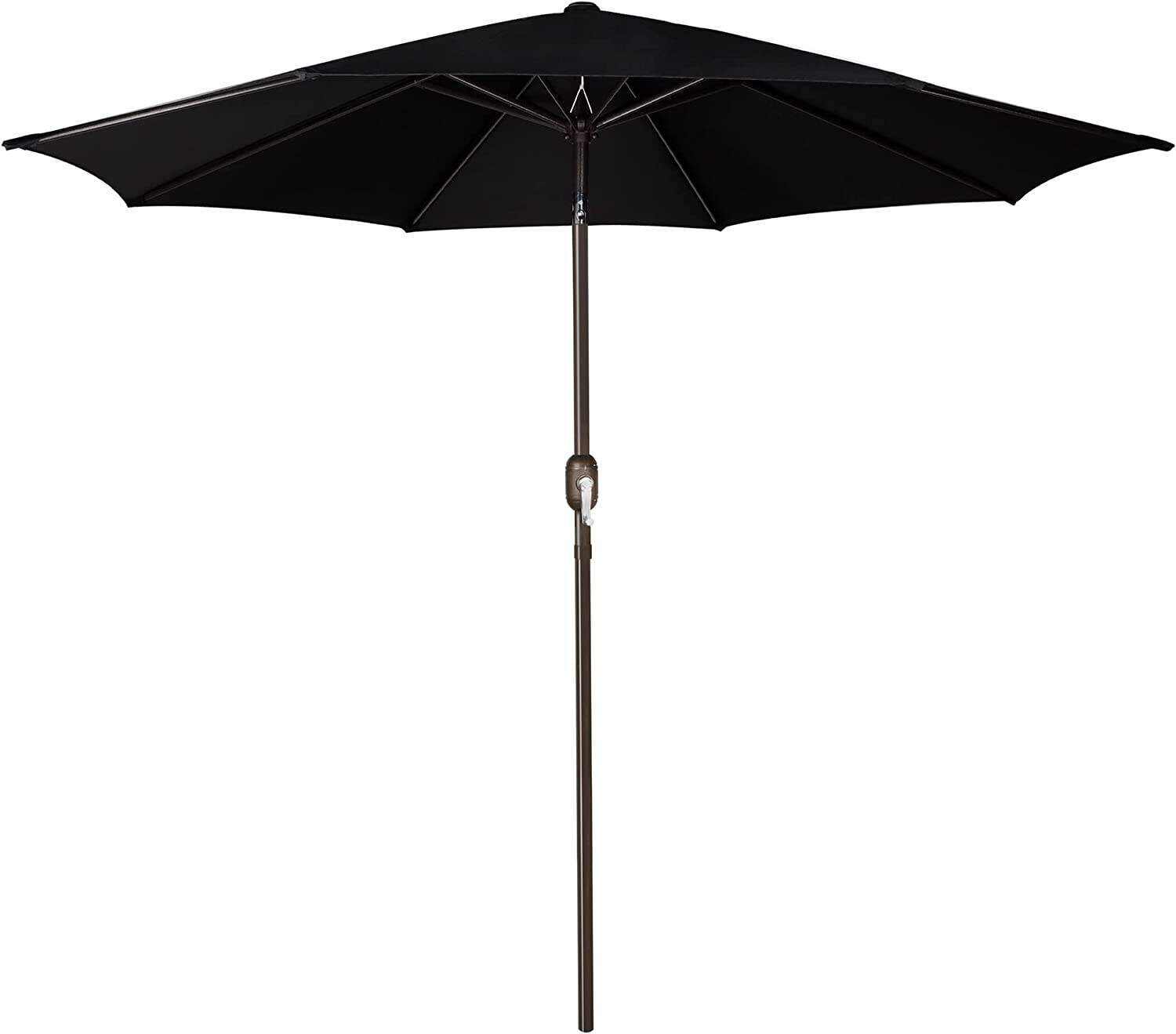 9' Outdoor Market Patio Umbrella with Push Button Tilt and Crank, 8 Ribs (Tan)