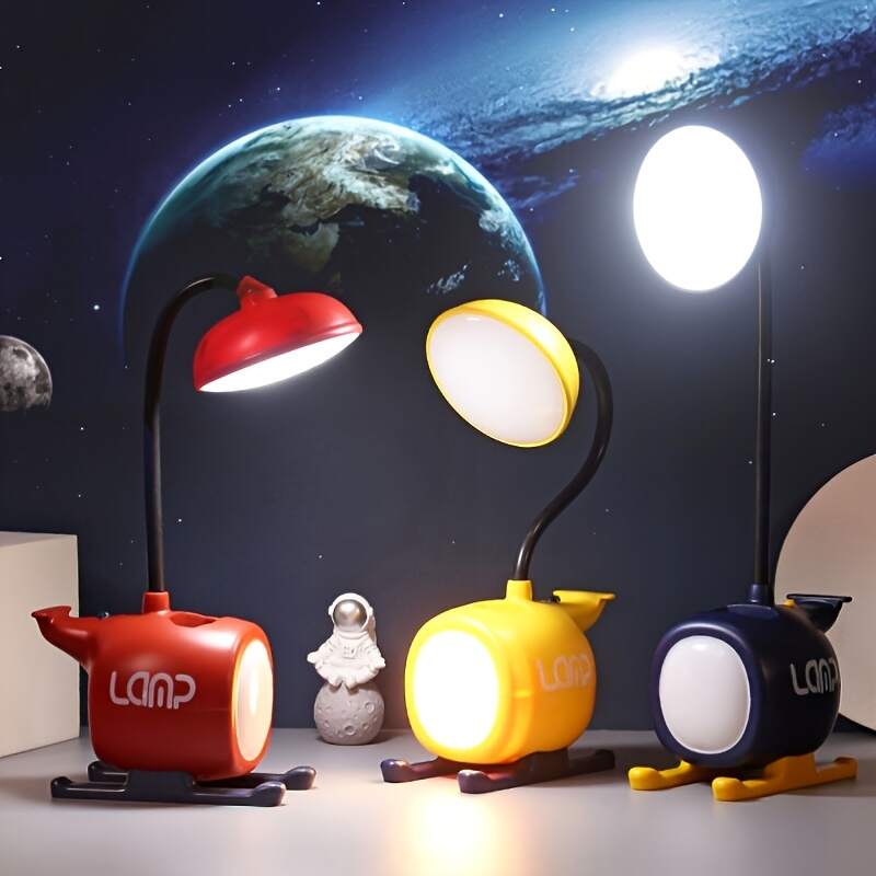 1pc Cartoon Helicopter Aircraft Usb Rechargeable Desk Lamp Eye Protection Lamp, Desk Writing Lamp, Reading Bedside Lamp