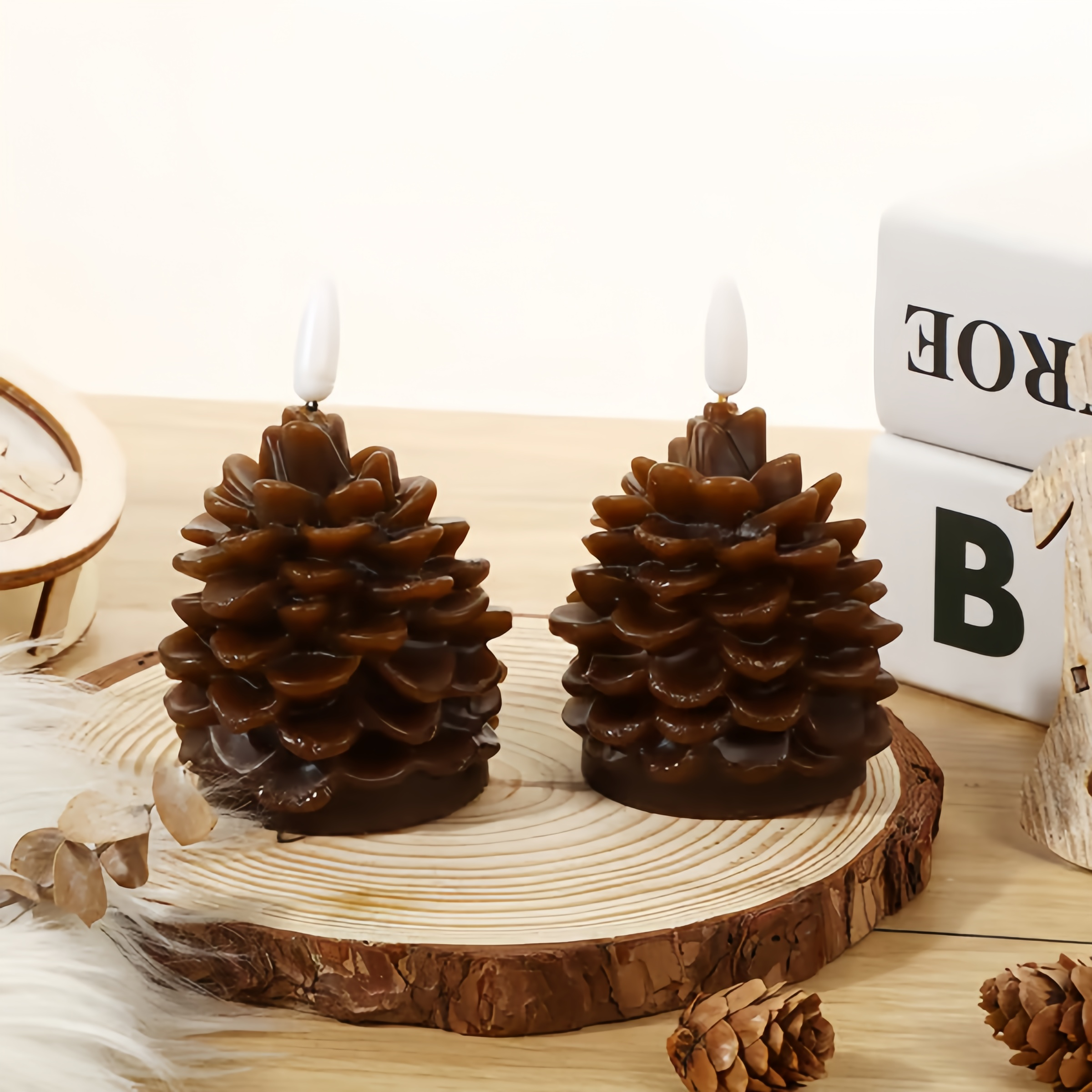 ✨Flameless Pinecone Candles Battery Operated
