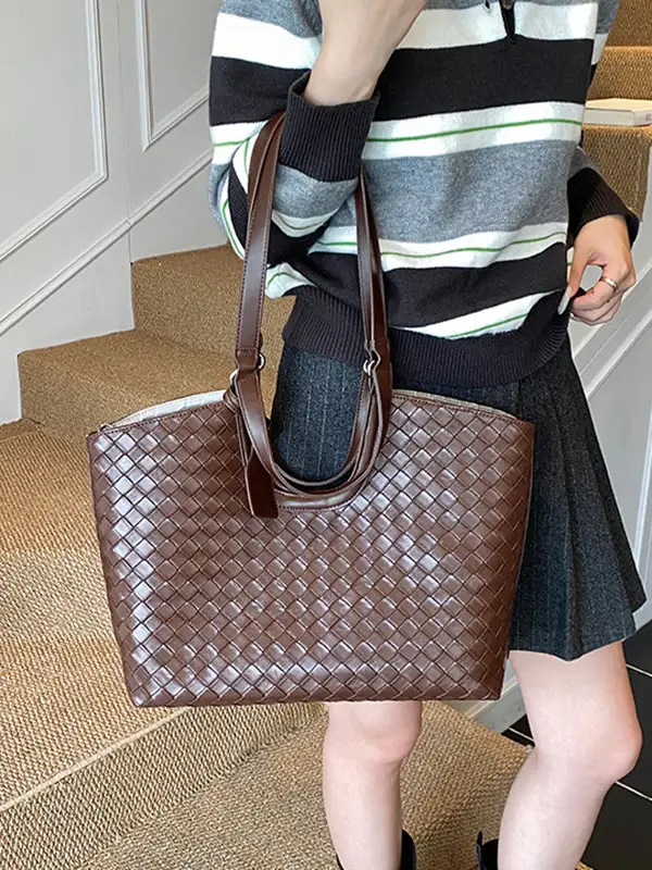 Intrecciato Woven Leather Tote Bag