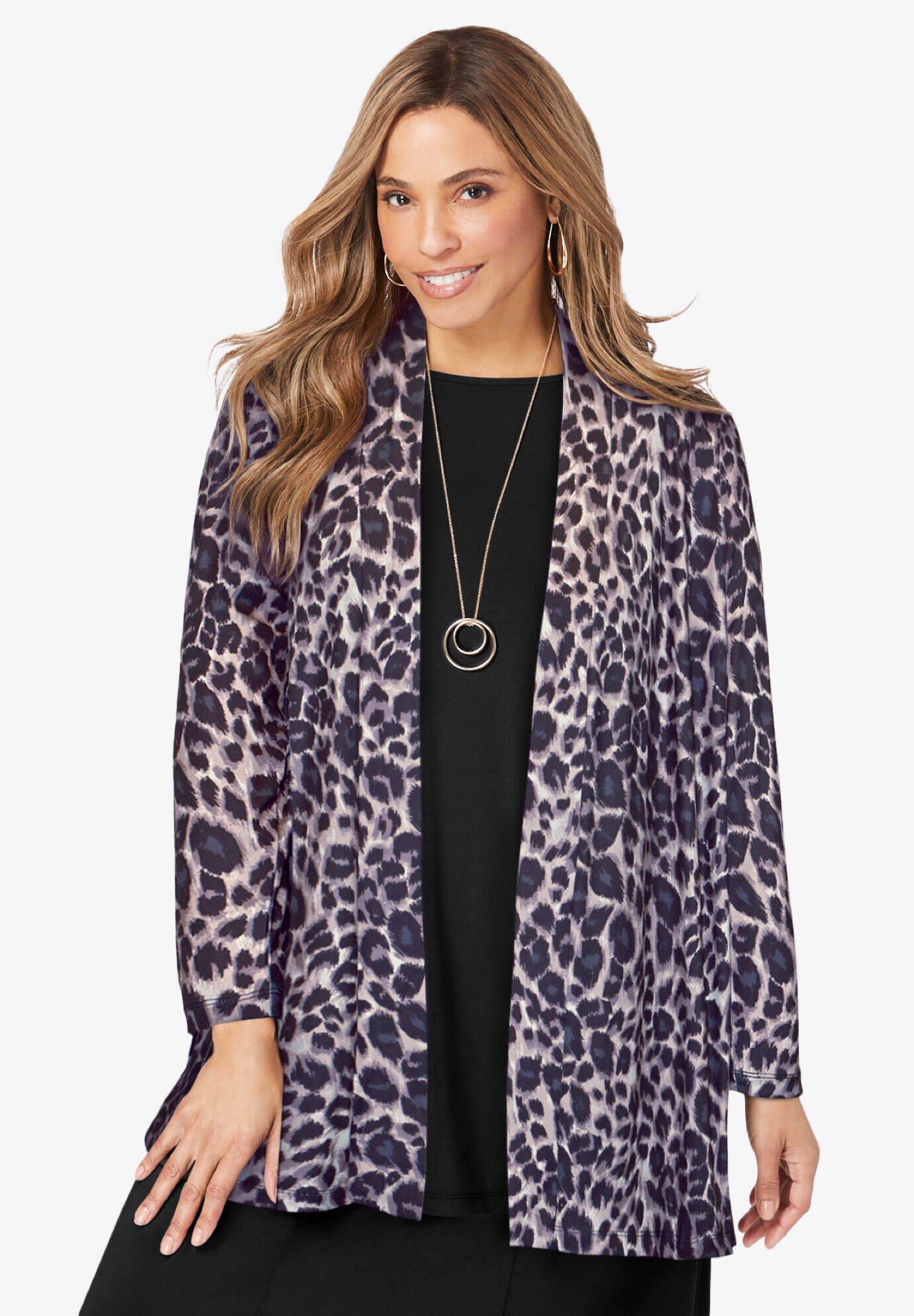 Stretch Knit Open Front Knit Topper