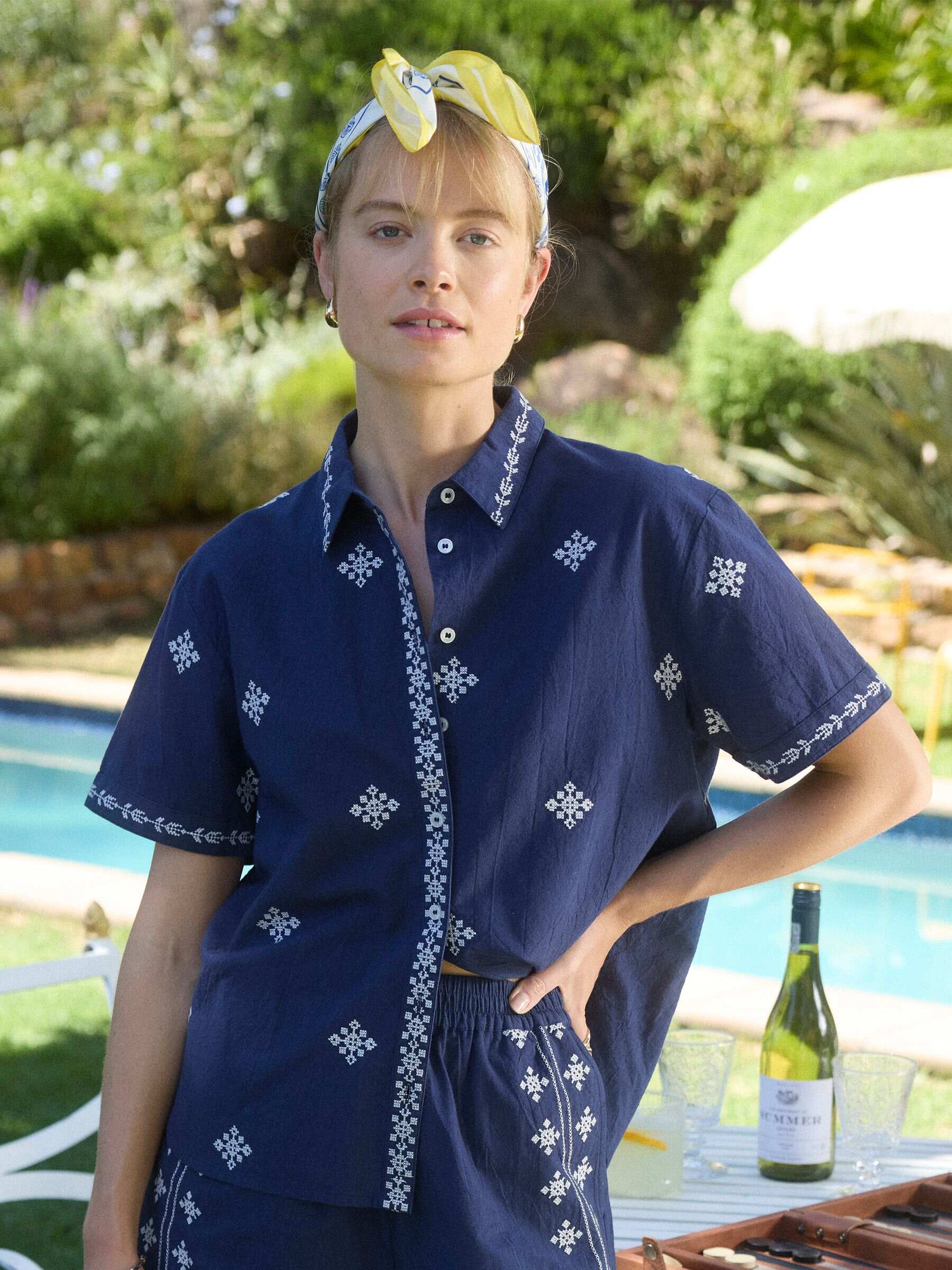 Emilie Navy Embroidered Shirt