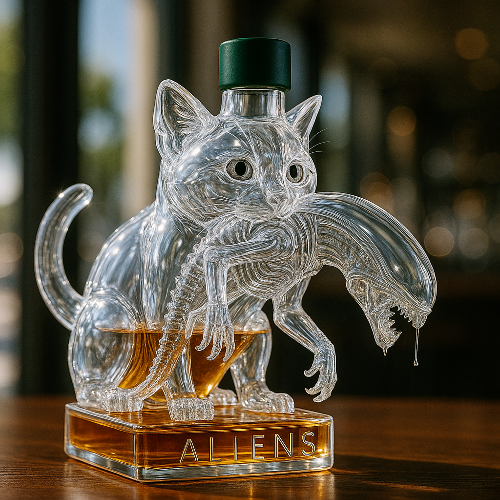 Alien Cat Whiskey Bottle