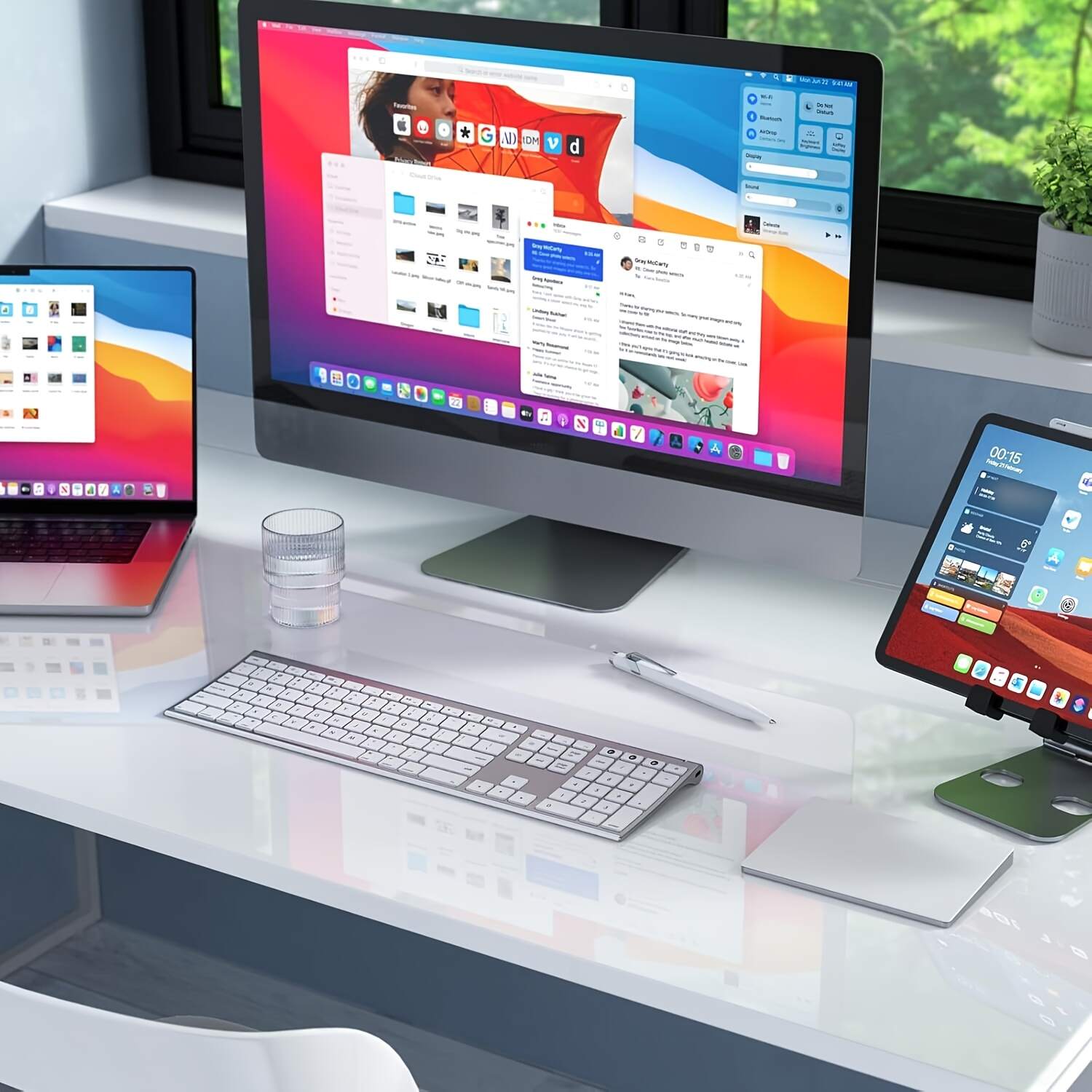 BT Keyboard for Mac- Rechargeable Full Size Keyboard for THREE Devices, Slim Quiet Keyboard with Numeric Keypad Compatible for MacBook Pro/Air, IMac, for iPhone, for iPad Pro/Air/Mini