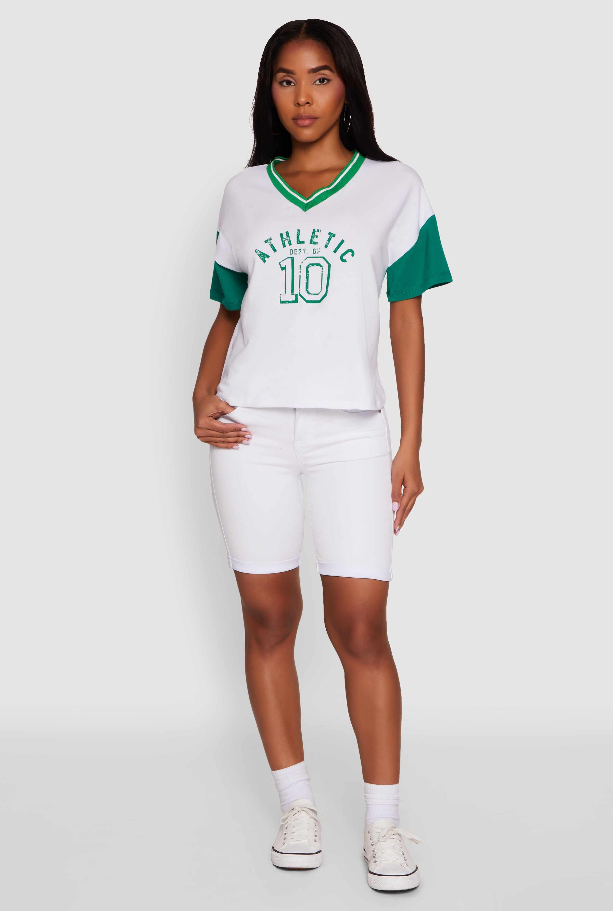 Athletic Dept Graphic V Neck Baseball Tee