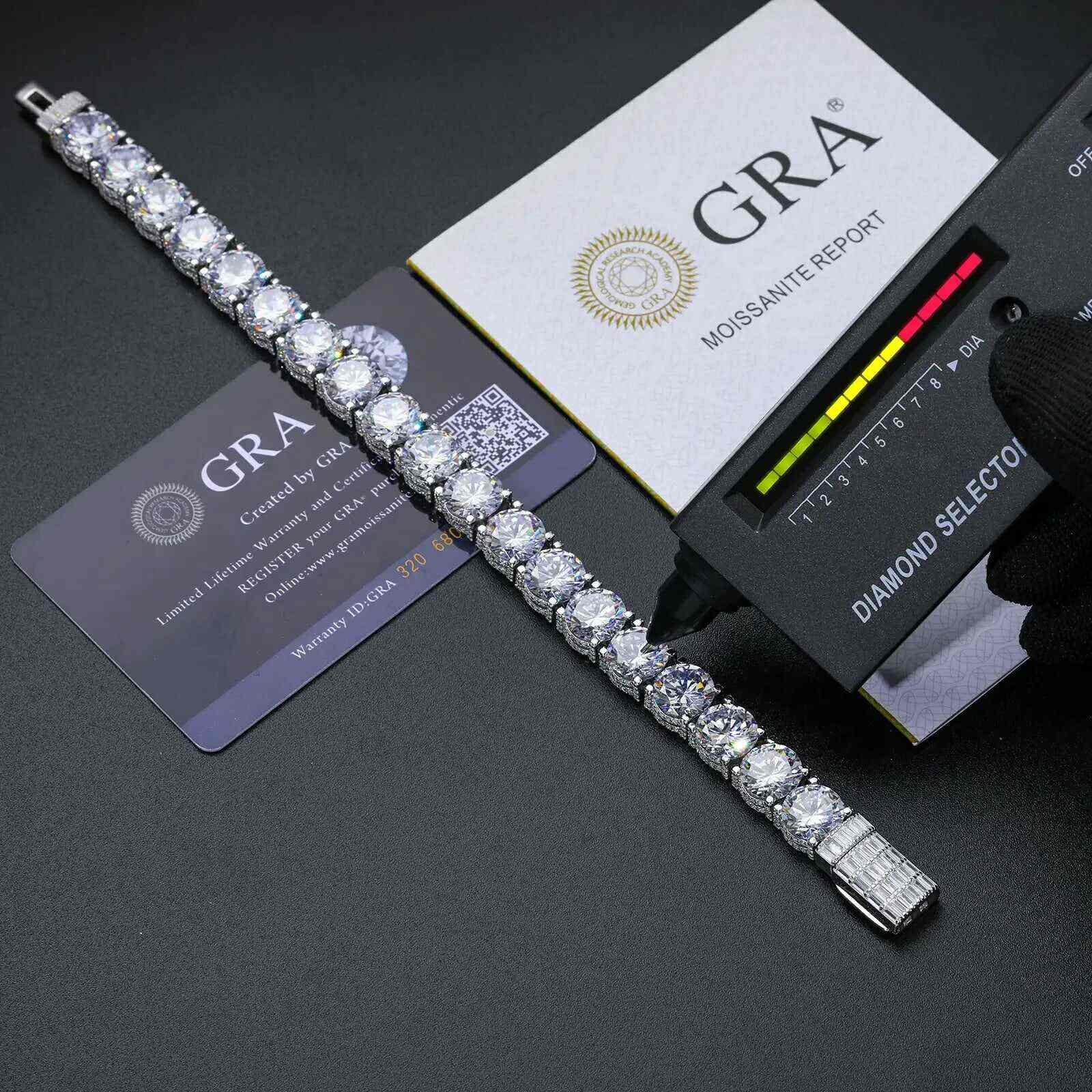 TestTest 10mm S925 Moissanite Iced Out Tennis Bracelet