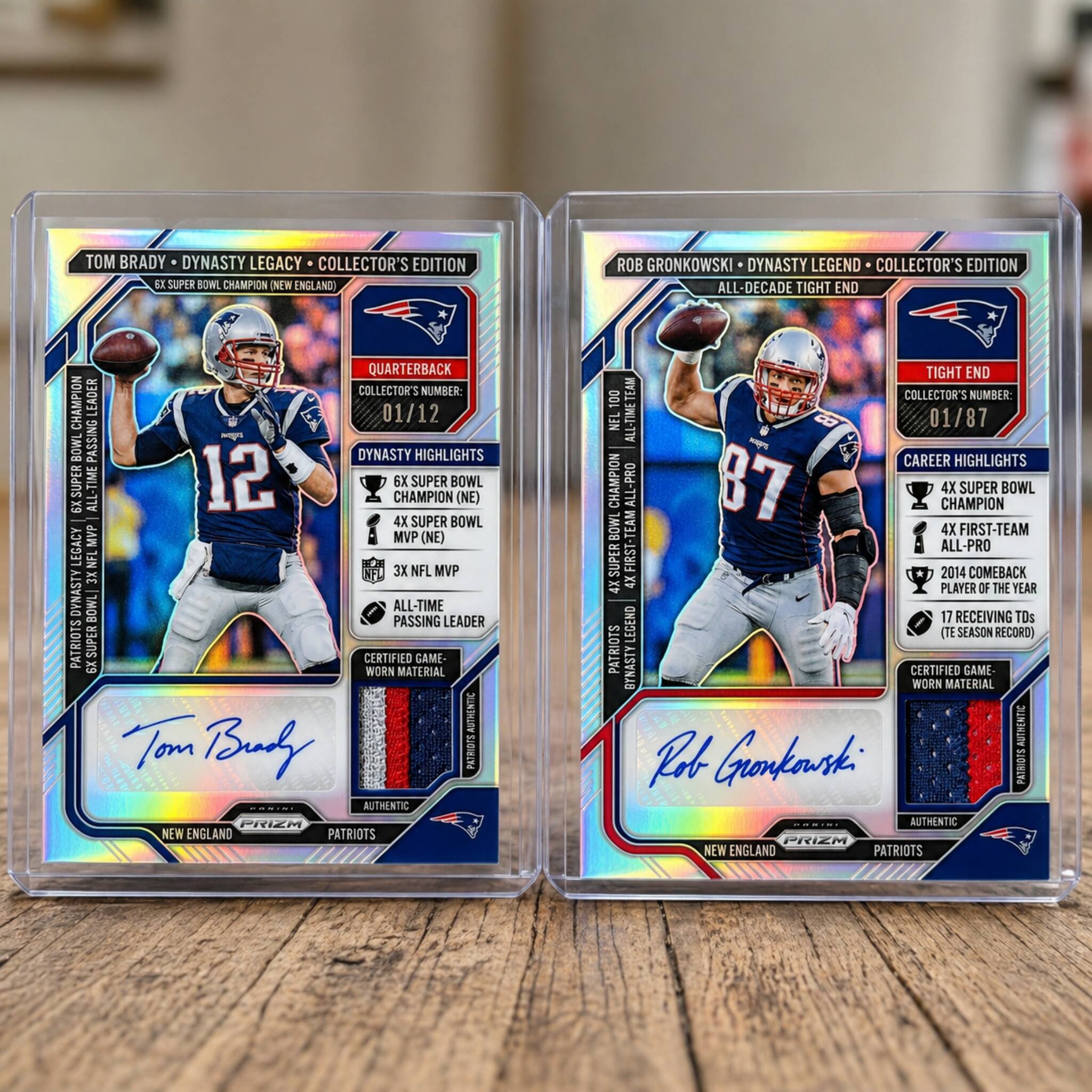 Patriots Dynasty Auto Patch Prizm Card Set - Brady & Gronkowski 🏈